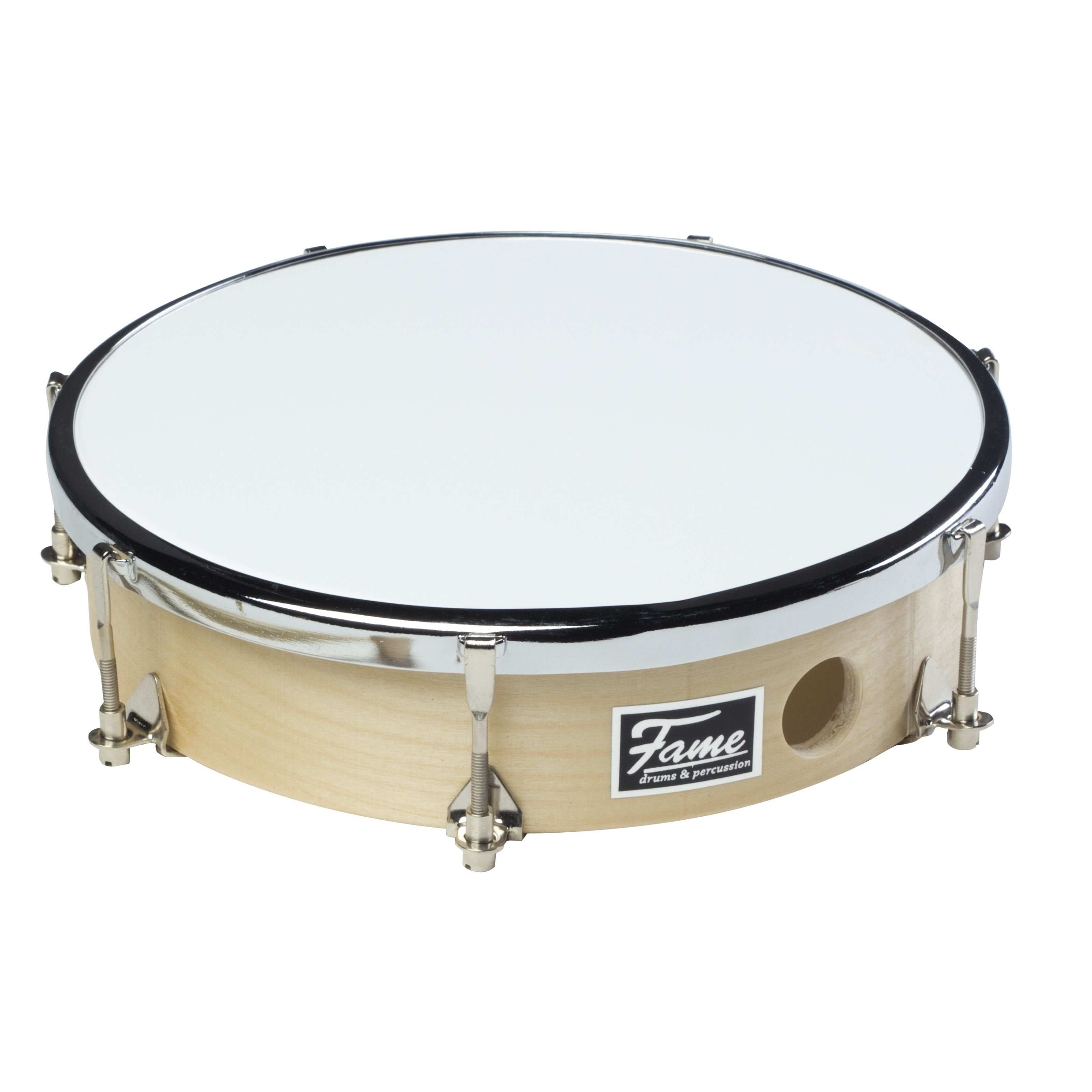 FAME Handtrommel,8 Zoll Frame Drum Handtrommel aus Holz Naturfarbe Hochglanz-Finish Synthetikfell inklusive Schlägel und Stimmschlüssel Mechanische Spannung Perfekt für Zuhause, Percussion, Handtrommeln, 8 Zoll Frame Drum, Handtrommel, Holz Handtrommel