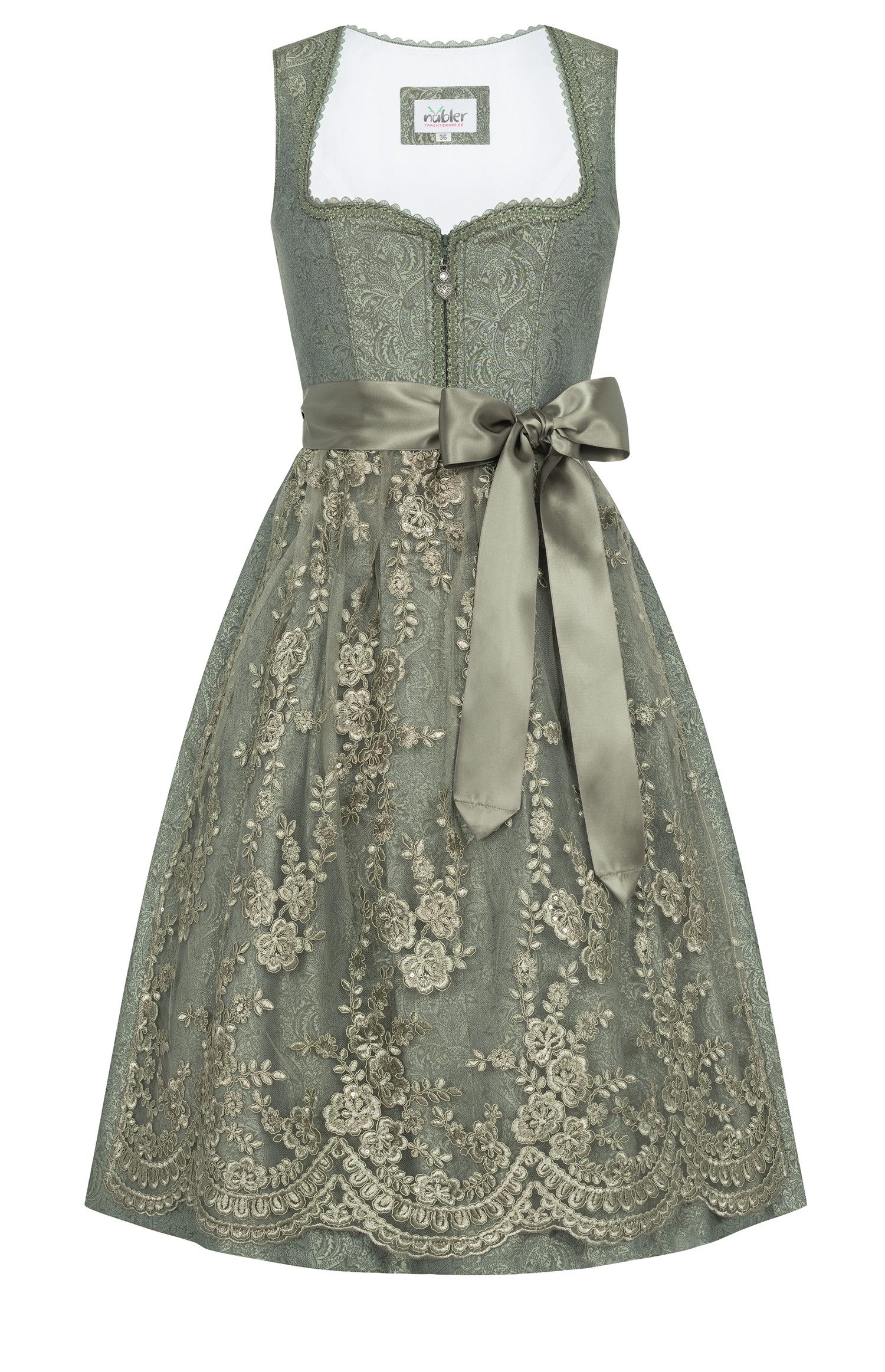 Nübler Trachtenkleid Midi Dirndl Fleurette in Olive