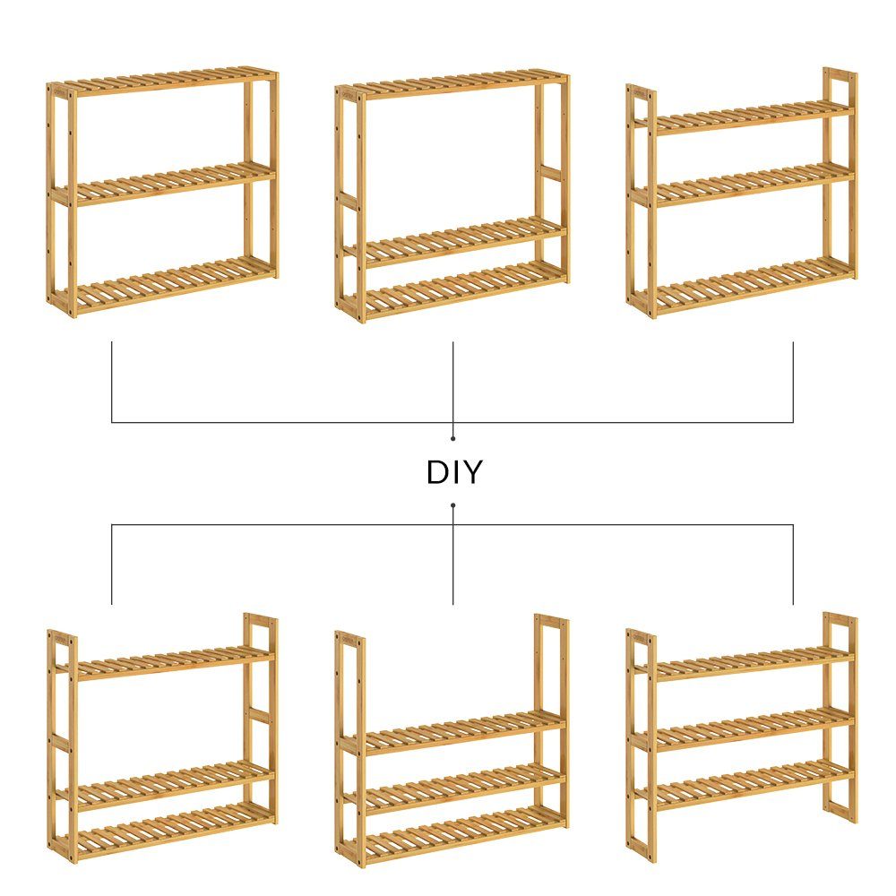 Casaria Badregal, Holz Hängeregal 60x54cm 3 Ablagen Belastbarkeit 30kg Bad günstig online kaufen