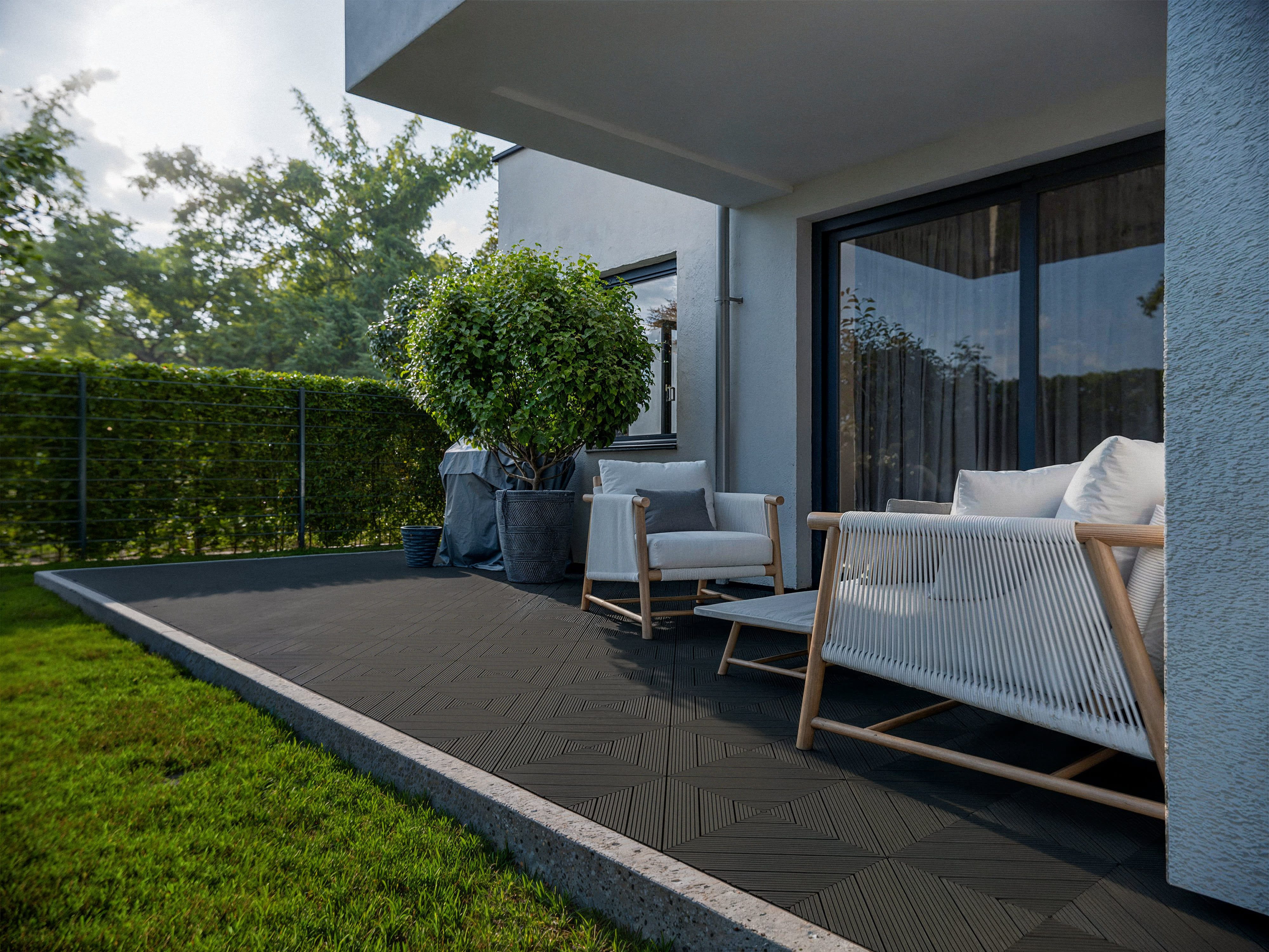 Outgarden Terrassenplatte WPC-Fliese Diagonal Dunkelgrau, WPC 30x30, Dunkelgrau, 1 Fliese