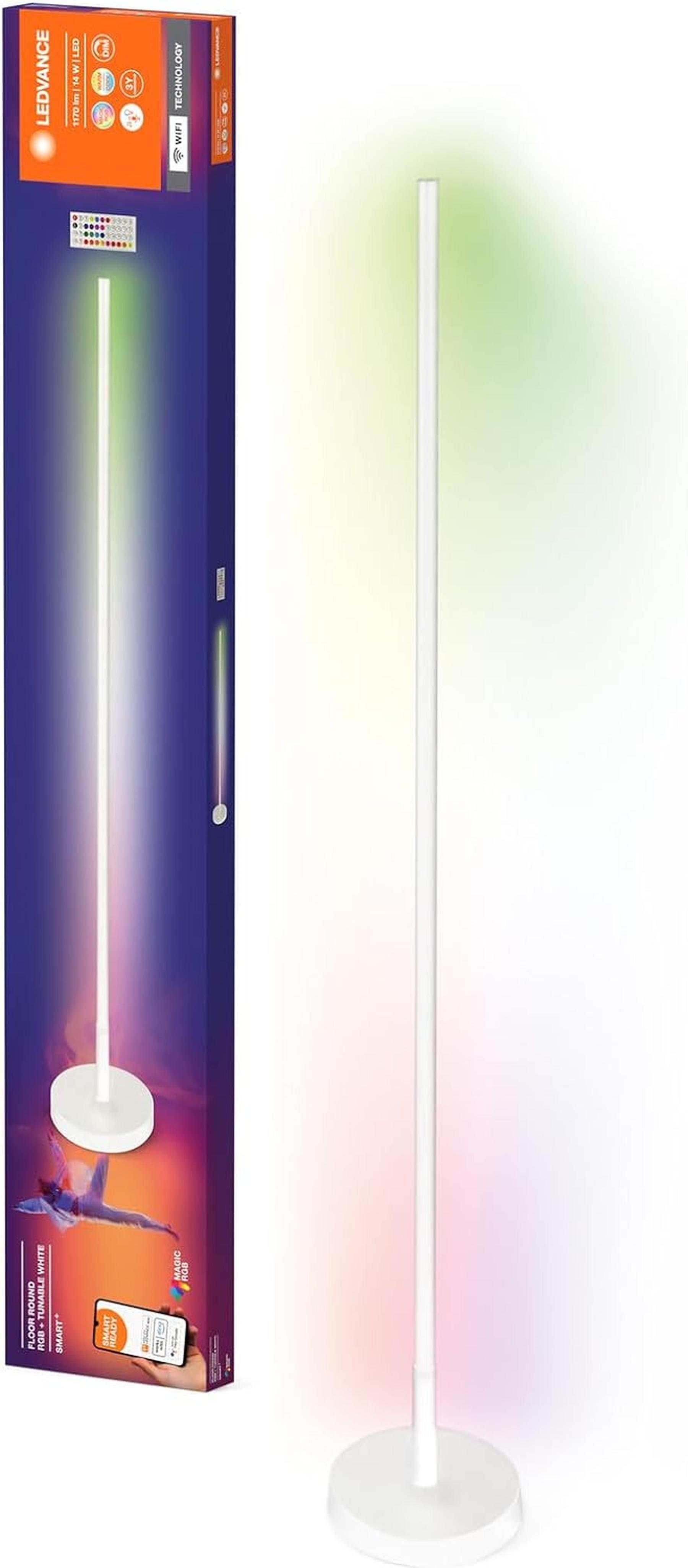 LEDVANCE 14W, LED SMART+ dimmbar Farblicht, 1170lm WIFI dimmbar, regulierbares rund, Weiß- Stehlampe Ledvance weiß, Stehleuchte, &