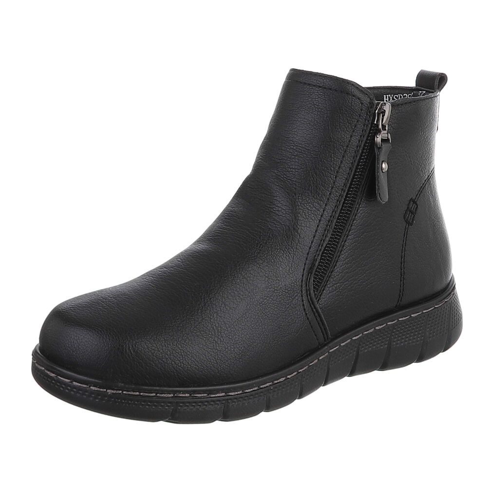 Ital-Design Damen Stiefelette mit Reißverschluss in Lederoptik Stiefelette (92732052) Keilabsatz/Wedge Keilstiefeletten in Schwarz