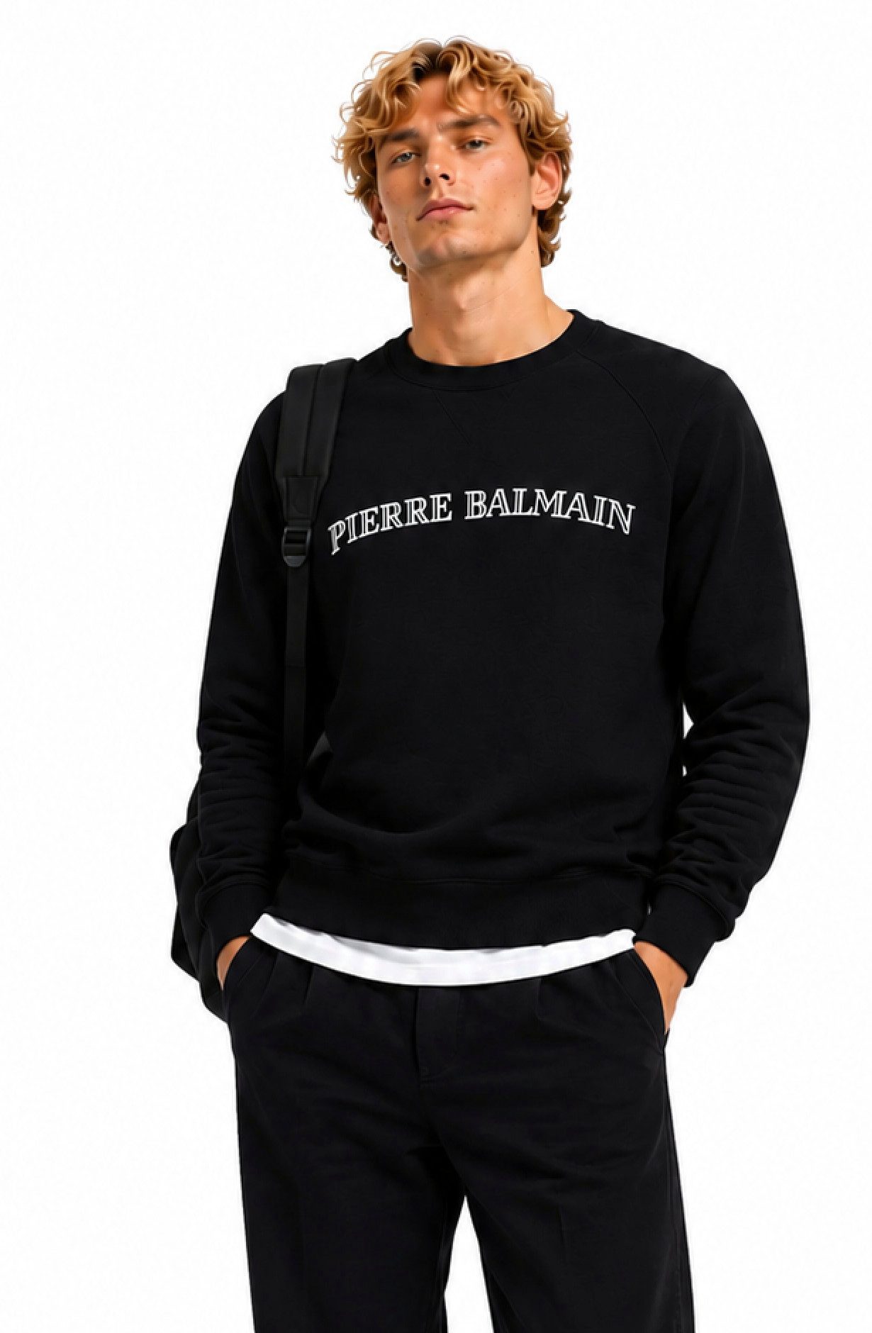 Balmain Paris Sweatshirt Pierre Balmain Pullover Sweater Relaxed Comfort Fit Gerippten Kragen mit elastischen Bündchen