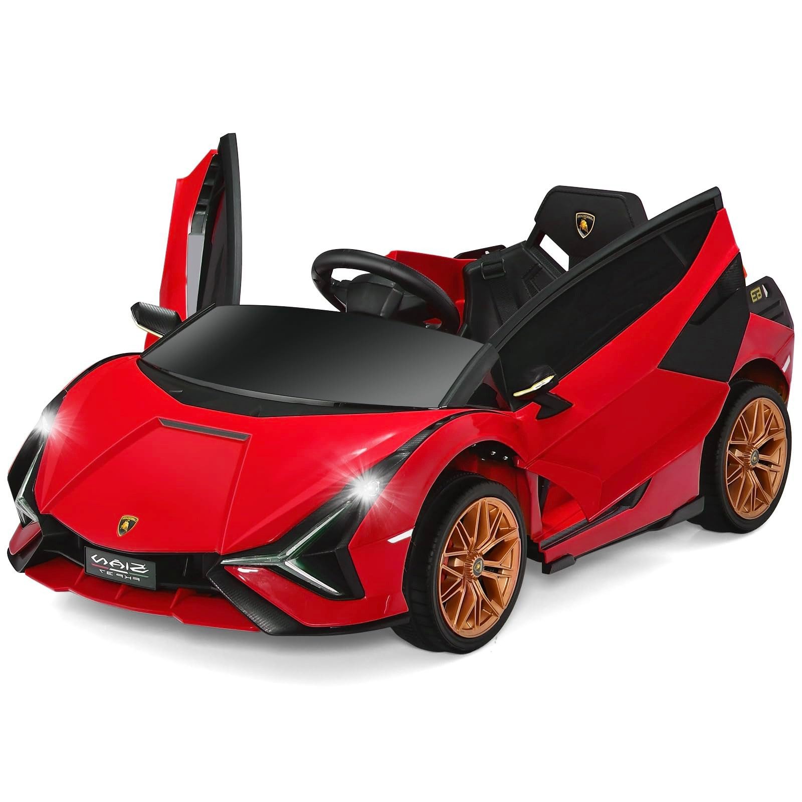 COSTWAY Elektro-Kinderauto 12V Lamborghini, 3-5km/h