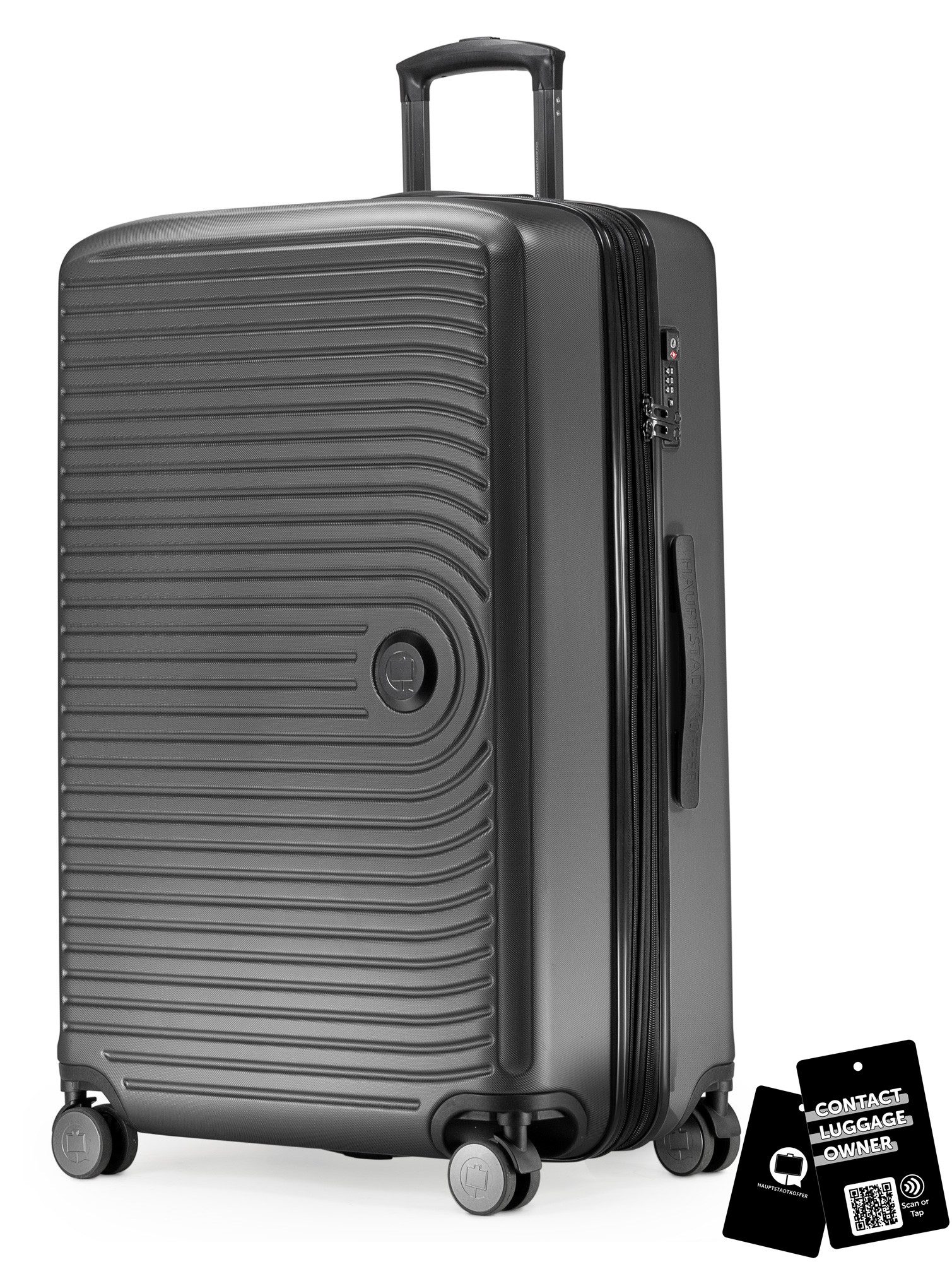 Hauptstadtkoffer Trolley Mitte, 4 Rollen, Großer Koffer + digitaler Gepäckanhänger, TSA, Doppelrollen