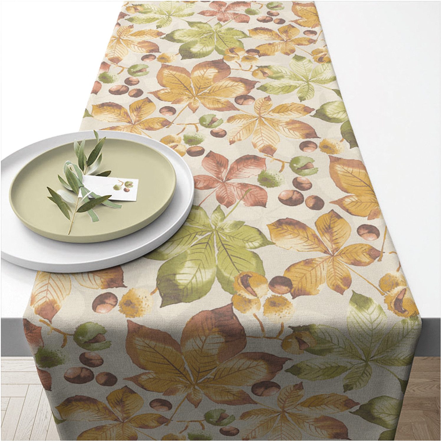Ambiente® Tischläufer Castanea (1-tlg, 1-teilig), Tischläufer Tischdecke ca.40x150cm Baumwolle