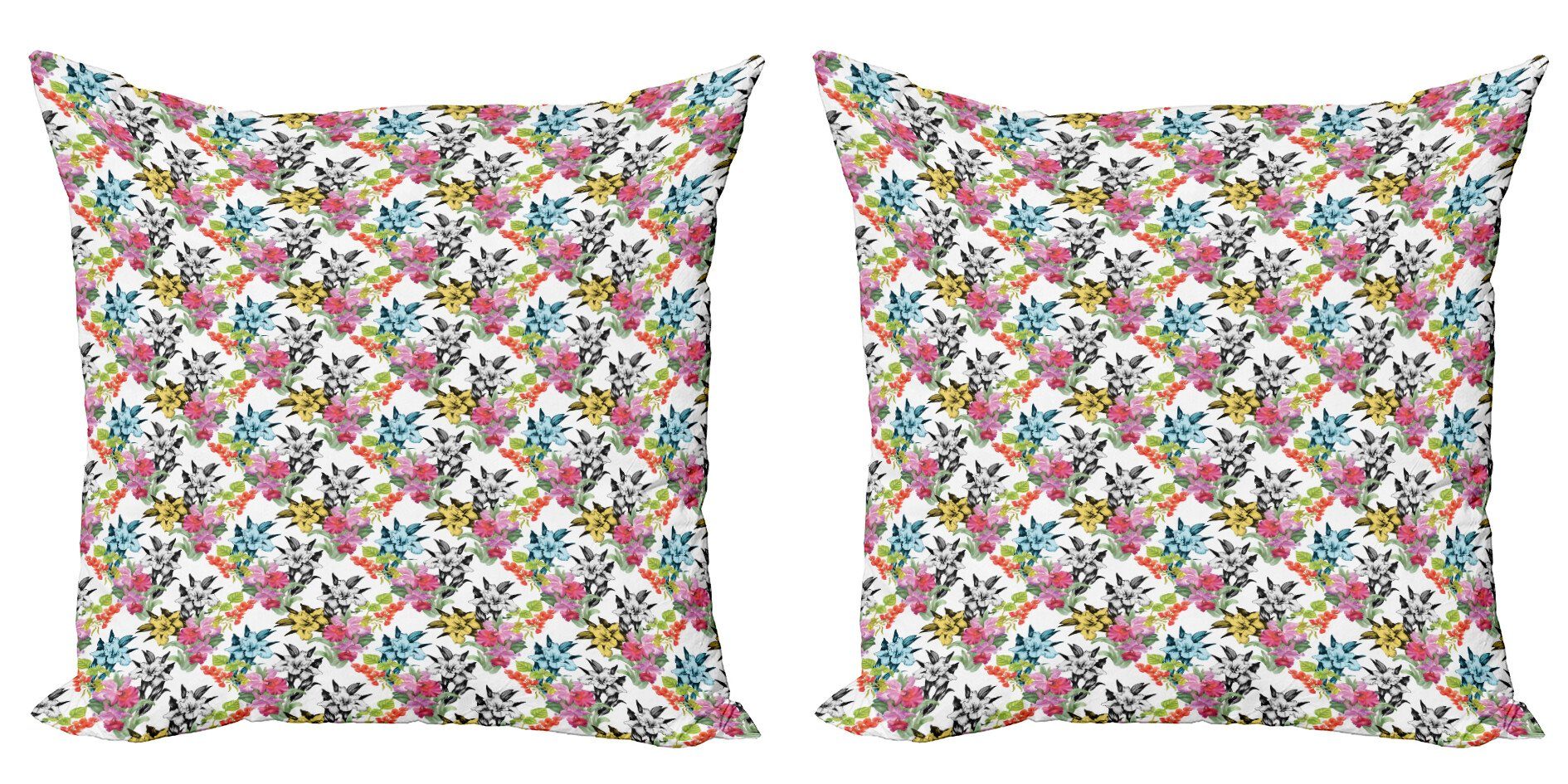 Kissenbezüge Modern Accent Doppelseitiger Digitaldruck, Abakuhaus (2 Stück), Blumen Tropical Bunte Narzissen