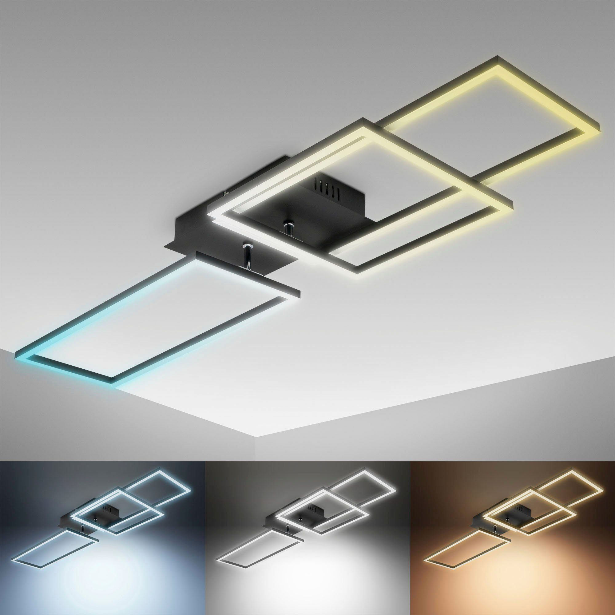 B.K.Licht LED Deckenleuchte BK_FR1511 LED Frame-Deckenlampe, Farbtemperatursteuerung, Dimmbar, CCT - über Fernbedienung, LED fest …