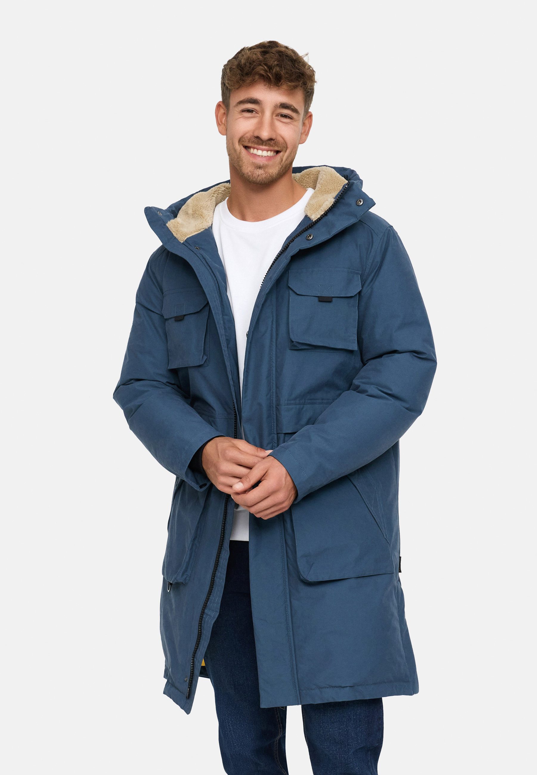 Indicode Winterjacke Herren INKristof Herrenparka Herrenjacke Langer Parka mit wärmender Wattierung