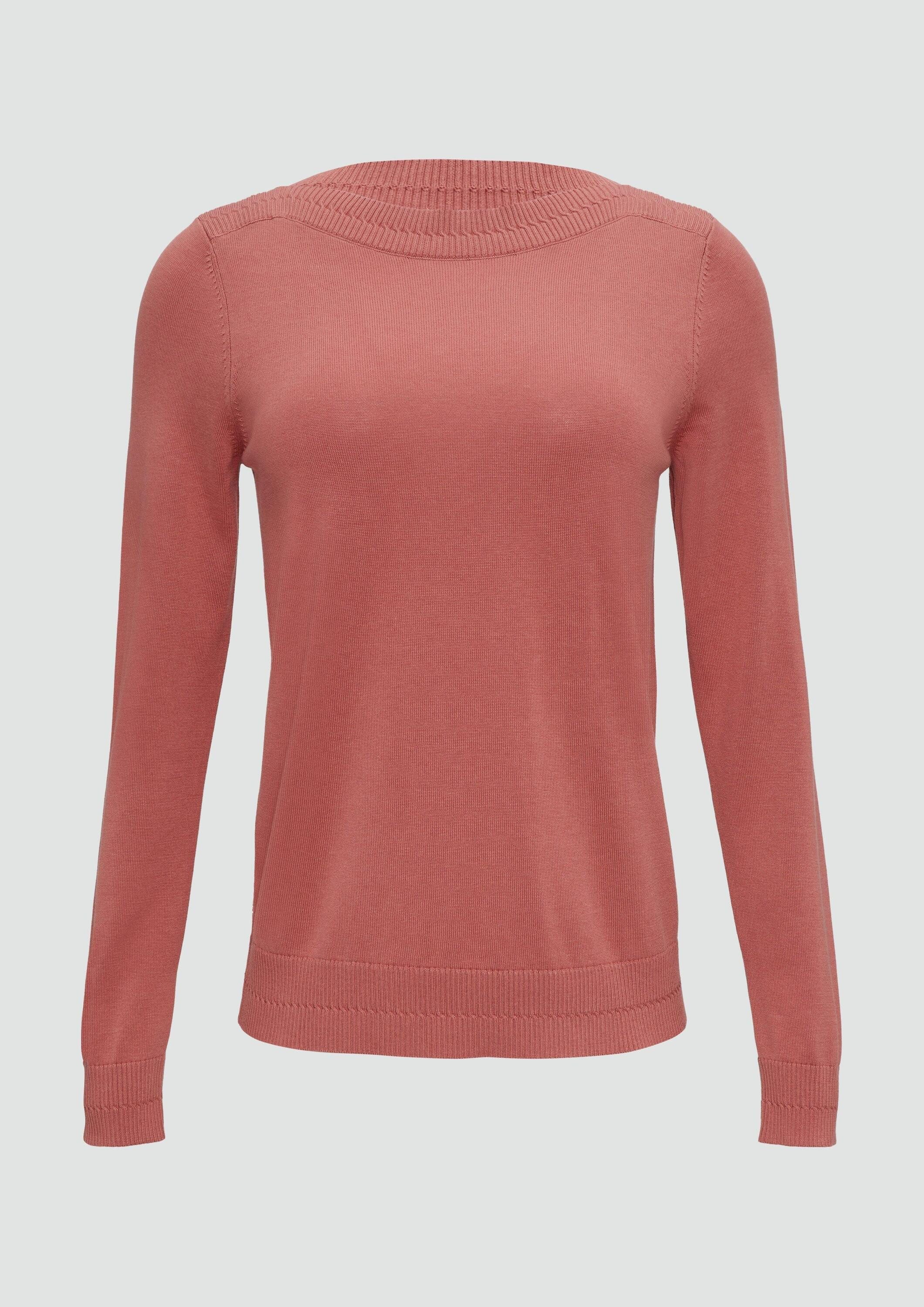 s.Oliver Longpullover Strickpullover Strickpullover mit U-Boot-Ausschnitt