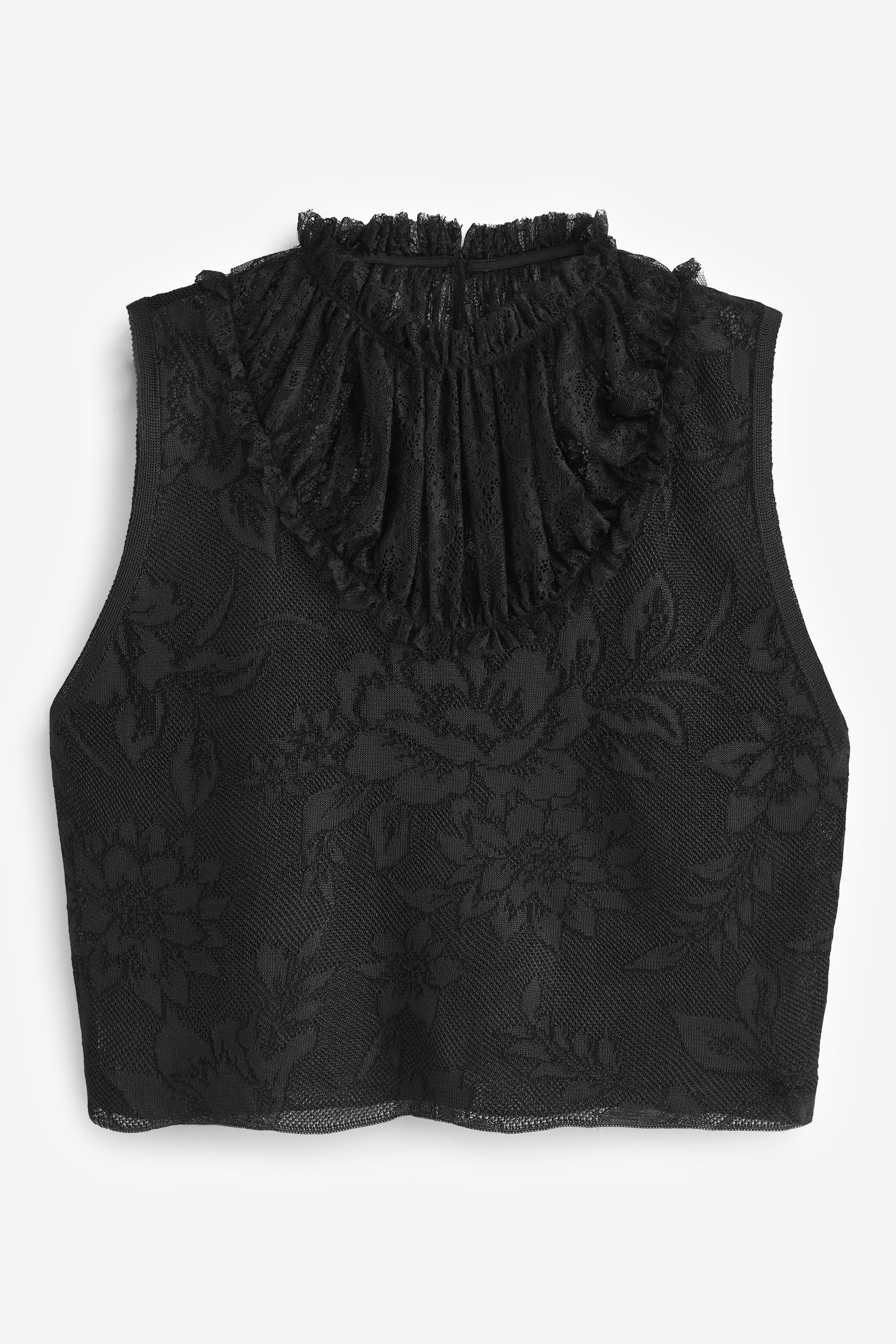 Stricktop Kurzes Strickoberteil mit Spitzeneinsatz