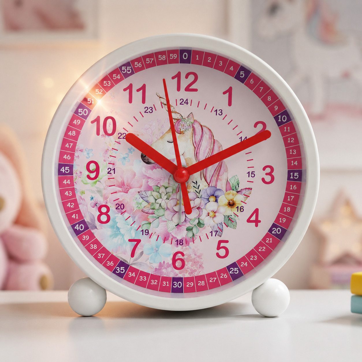K&L Wall Art Tischuhr Kinder Tischwecker Junge Mädchen Tischuhr Kinderzimmer leises Uhrwerk, Kinderwecker mit Licht und Alarmfunktion