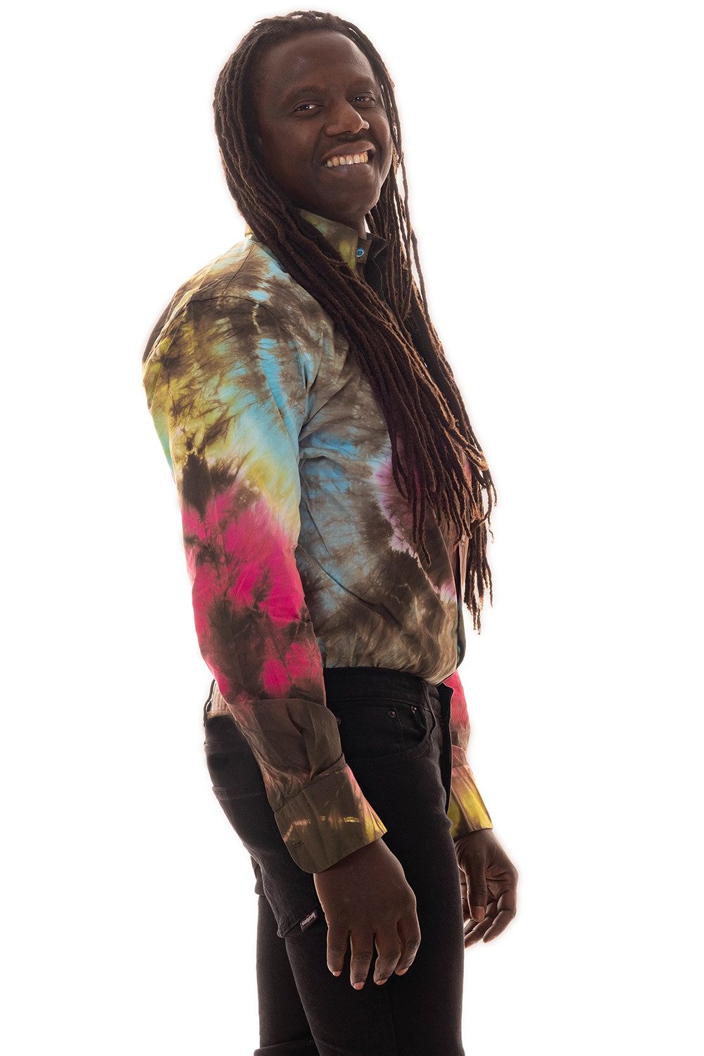 Comycom Langarmhemd Herren Batik hellblau bunt