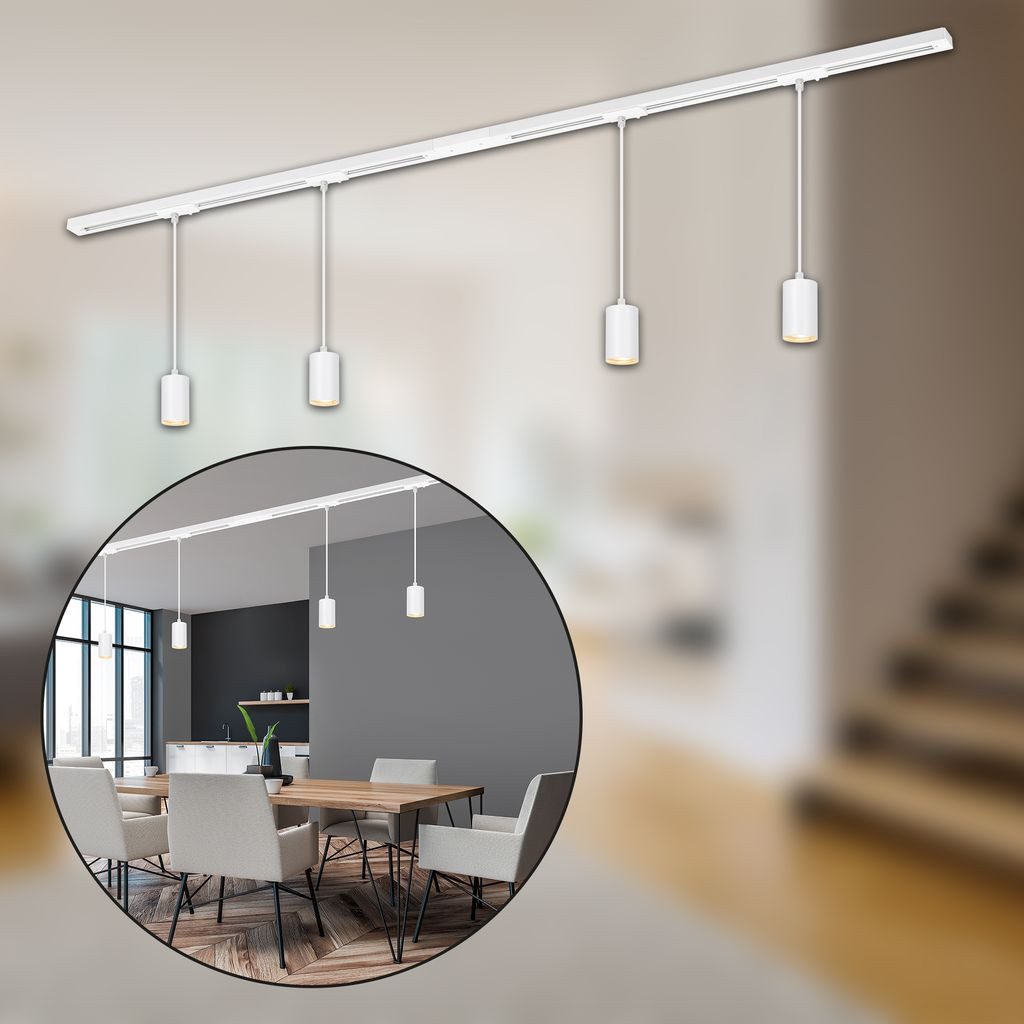 Briloner Leuchten LED Deckenleuchte 8015046B, LED wechselbar, 2700K - Extra-Warmweiß, Schienensystem Rail 1,5 m Weiß max. 9W Decke Wohnzimmer Büro Küche