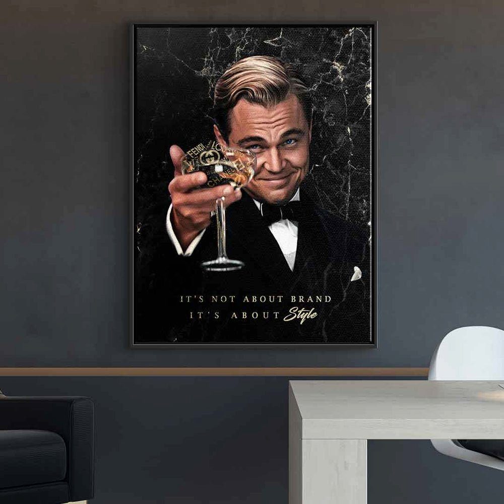 DOTCOMCANVAS® große Der Leinwandbild, Wolf Leinwandbild schwarzer Rahmen Gatsby Ch Leonardo Street of DiCaprio Wall