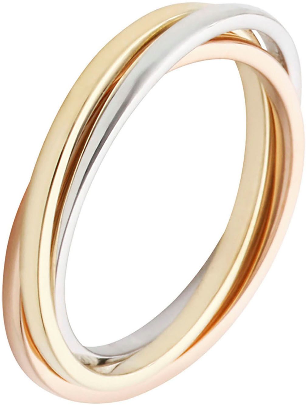 Goldring Schmuck Geschenk Gold 375 verschlungene Tricolor-Optik