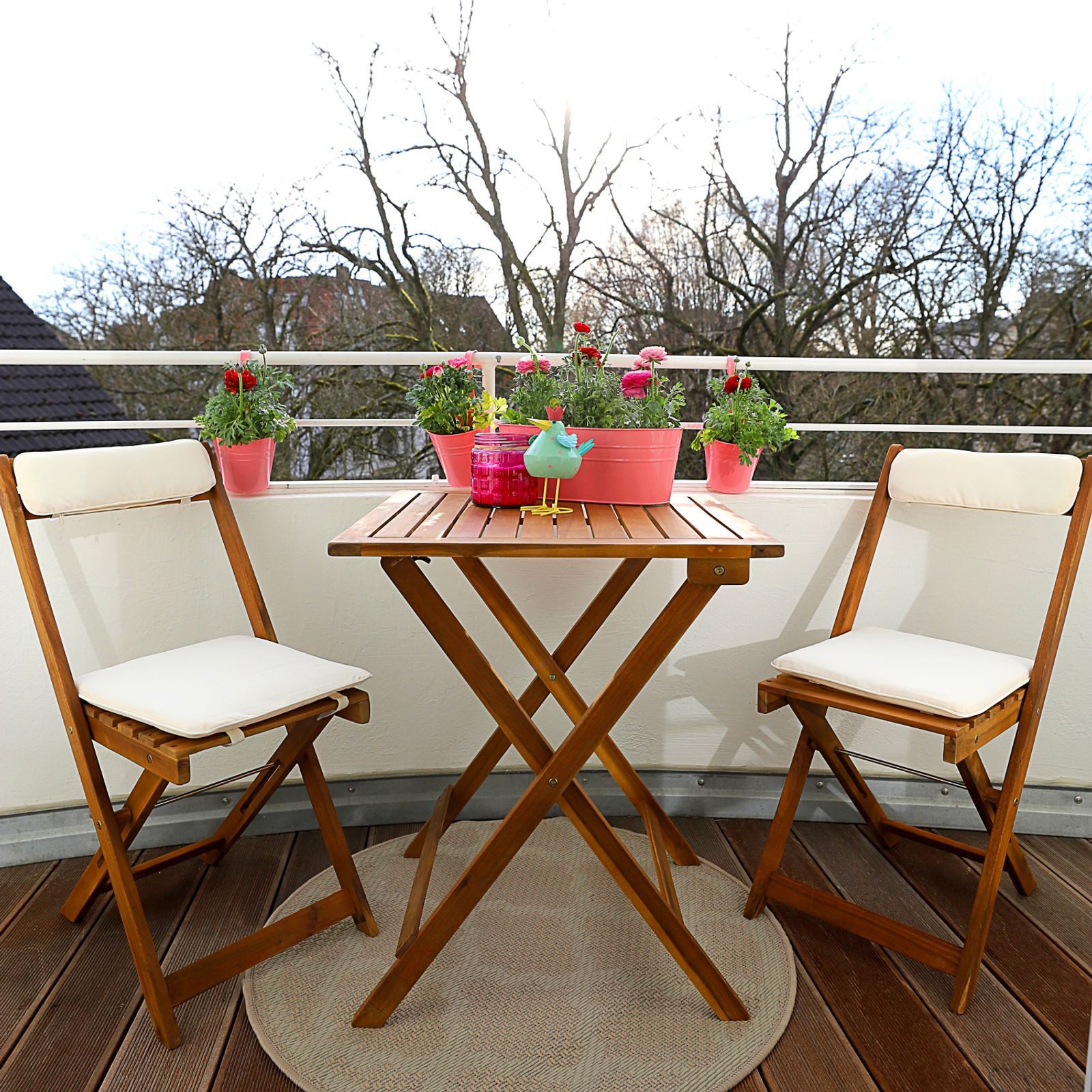 BURI Sitzgruppe Balkon-Set 3-tlg. Sitzgarnitur Gartenmöbel Balkonmöbel Klapptisch