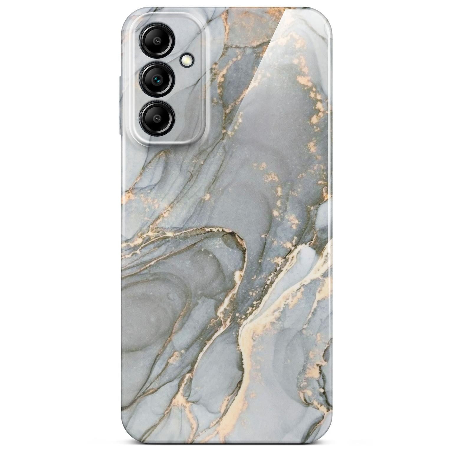 ONEFLOW Handyhülle für Samsung Galaxy A14 5G Hülle Marmor Bliss Cover Grau Gold, Handy Schutz Backcover Handytasche Case Schutzhülle mit Kameraschutz
