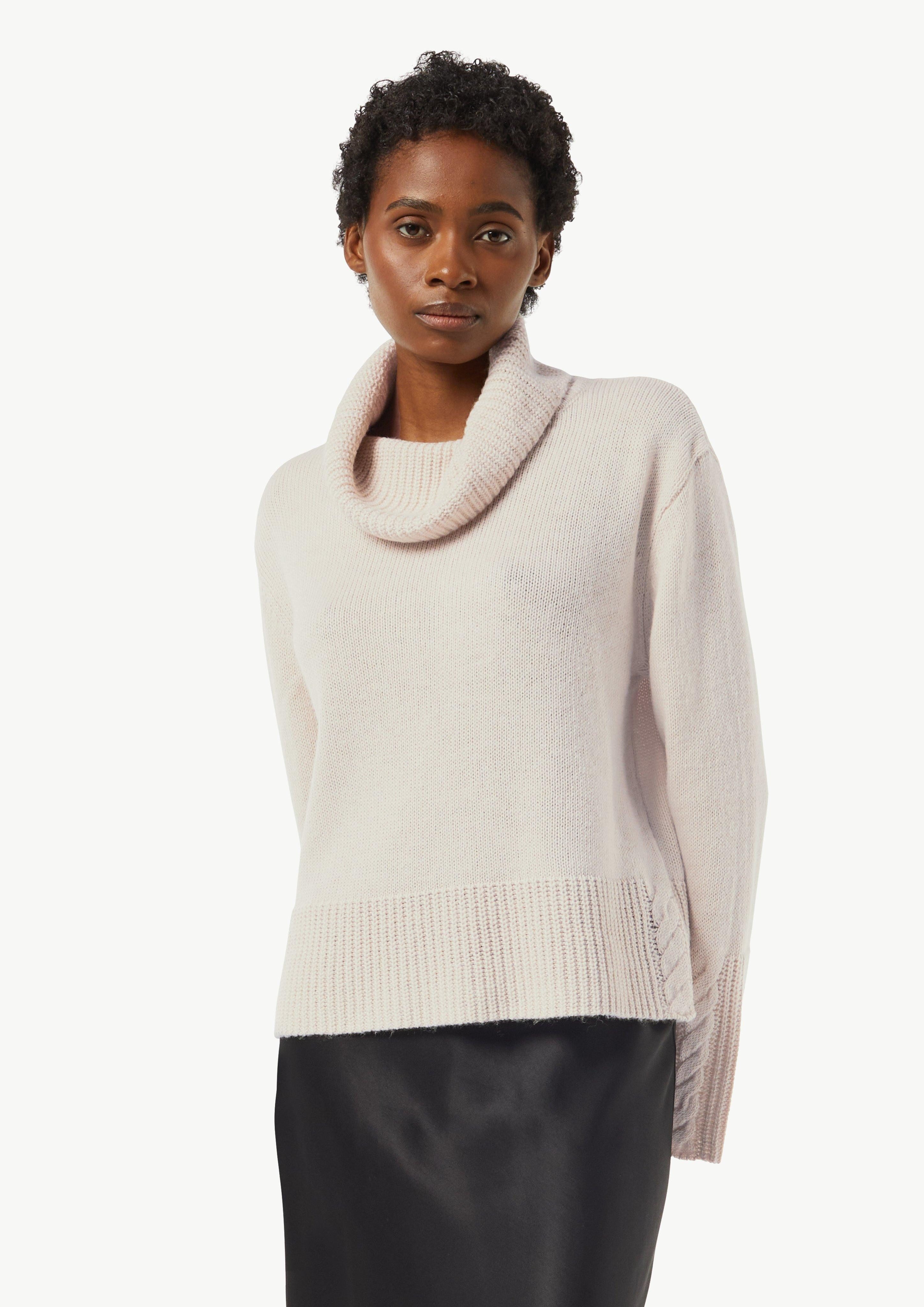Langarmshirt Rollkragenpullover mit Zopfdetail