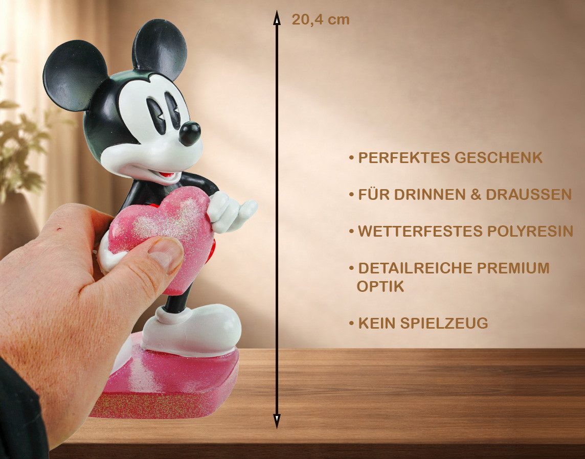 Disney Gartenfigur Disney Mickey Mouse in Love Offiziell lizenzierte Dekofigur 21x13 cm