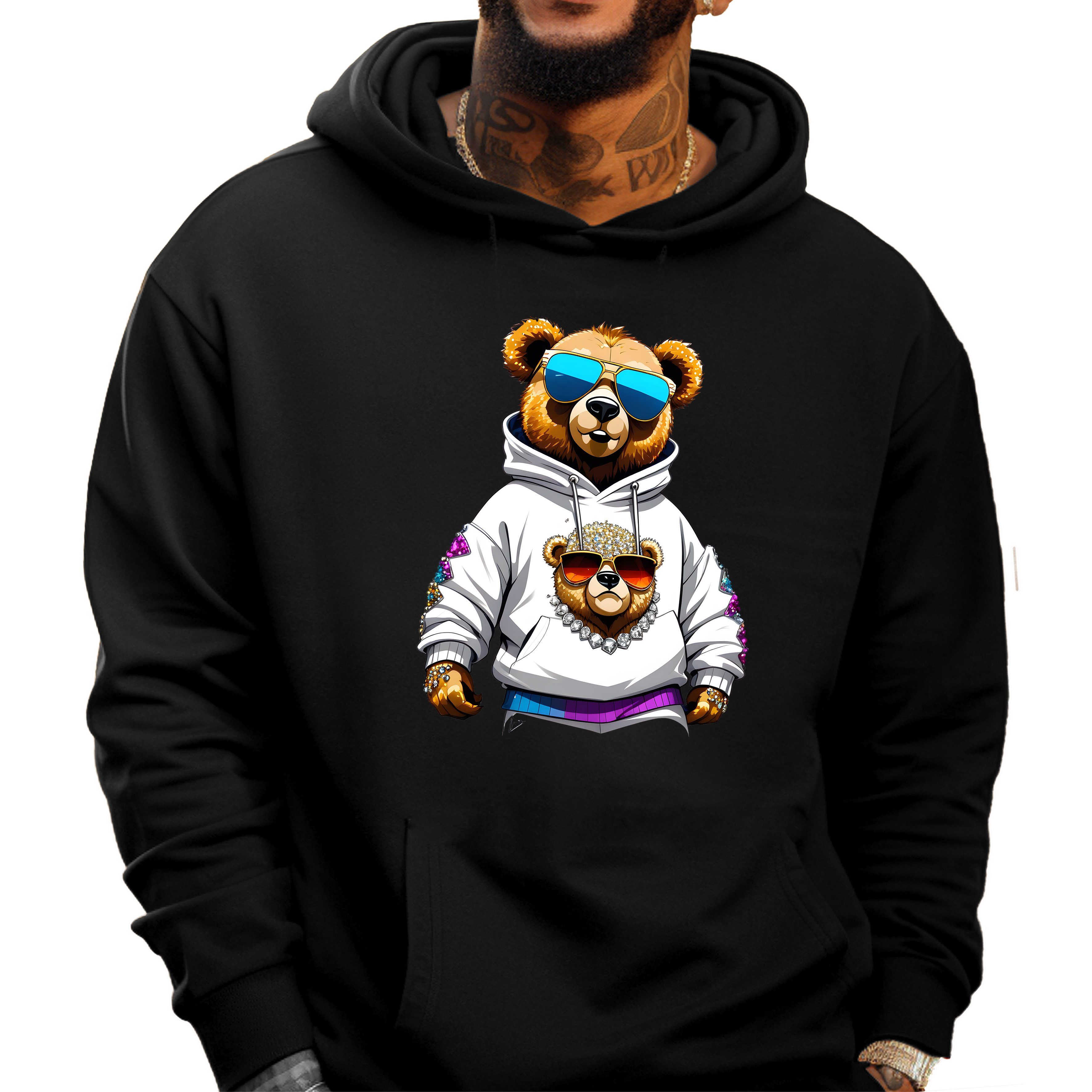 Banco Hoodie Herren Kapuzenpullover Hoodie Pullover Kapuze Druck TeddyBär günstig online kaufen