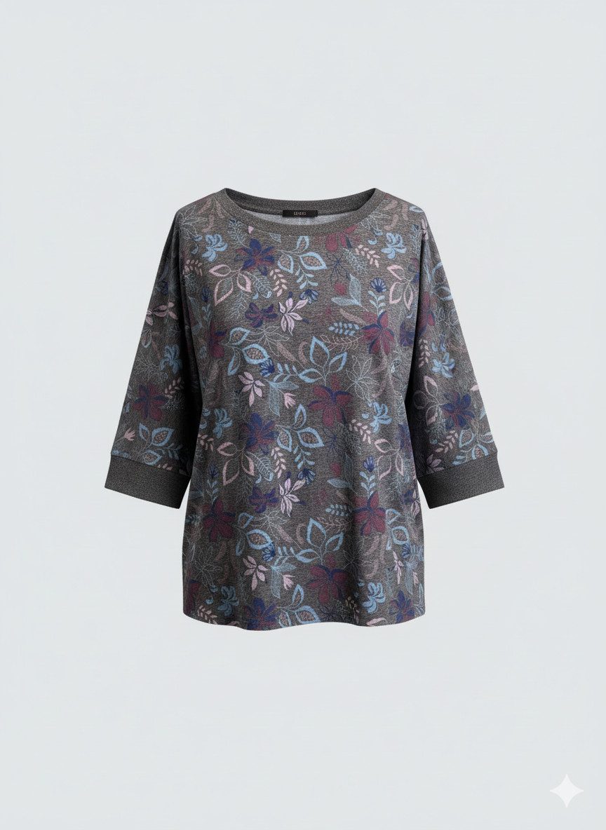 Ragwear 3/4-Arm-Shirt SHIMONA FLOWERS O mit Rundhalsausschnitt, ohne Kragen, in Jersey-Qualität, gemustert – Bild 3 von 3