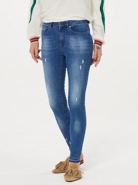 Sarah Kern Slim-fit-Jeans Röhren-Denim koerpernah mit Wordingprint