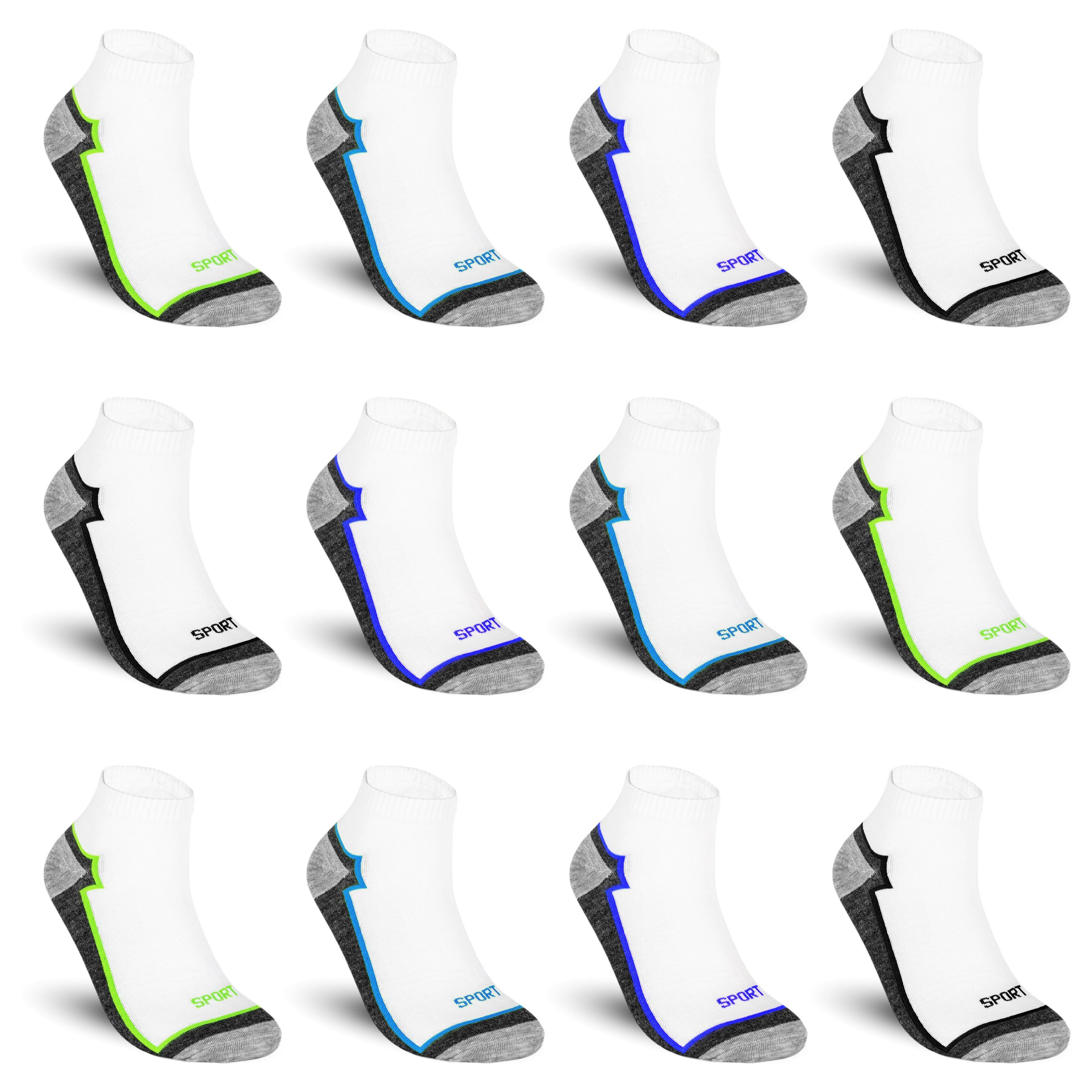 TEXEMP Sneakersocken 6 bis 18 Paar Sneaker Socken Herren & Damen Baumwolle Weiß Sport (Packung, 6-Paar) Robust & Langlebig