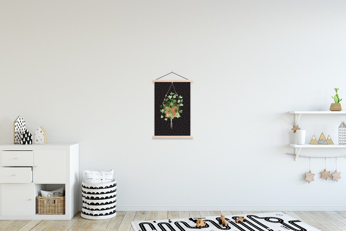 MuchoWow Poster Pflanzen - Hängepflanzen - Dots, (1 St), Posterleiste, Textilposter für Wohnzimmer, Bilderleiste, Magnetisch