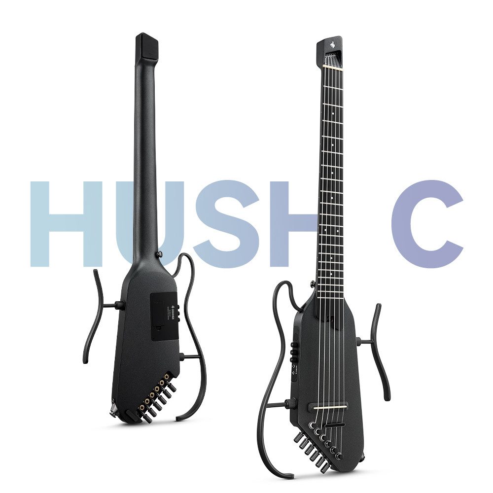 Donner Gitalele HUSH C Headless Nylonsaiten-Reisegitarre mit Kopfhörer & Bag, Headless-Reisegitarre mit abnehmbarem Rahmen, Integriertes Stimmgerät, 2-Band-EQ, Kopfhöreranschluss, AUX-Eingang