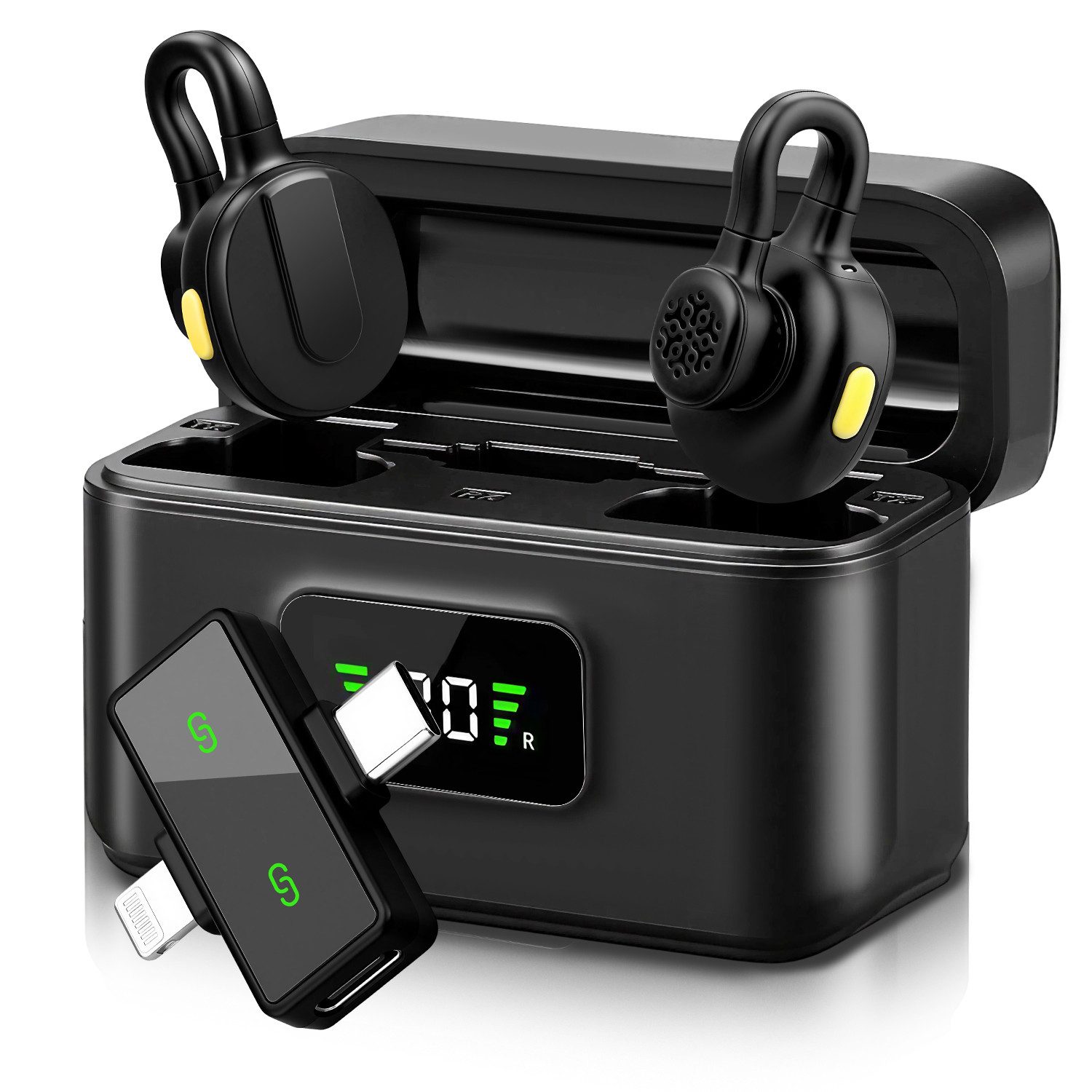 CkeyiN Pro Mikrofon Wireless Lavalier Mikrofon,20 h Akkulaufzeit,Mini Mikrofon für Handy, für iPhone/Android/Laptop