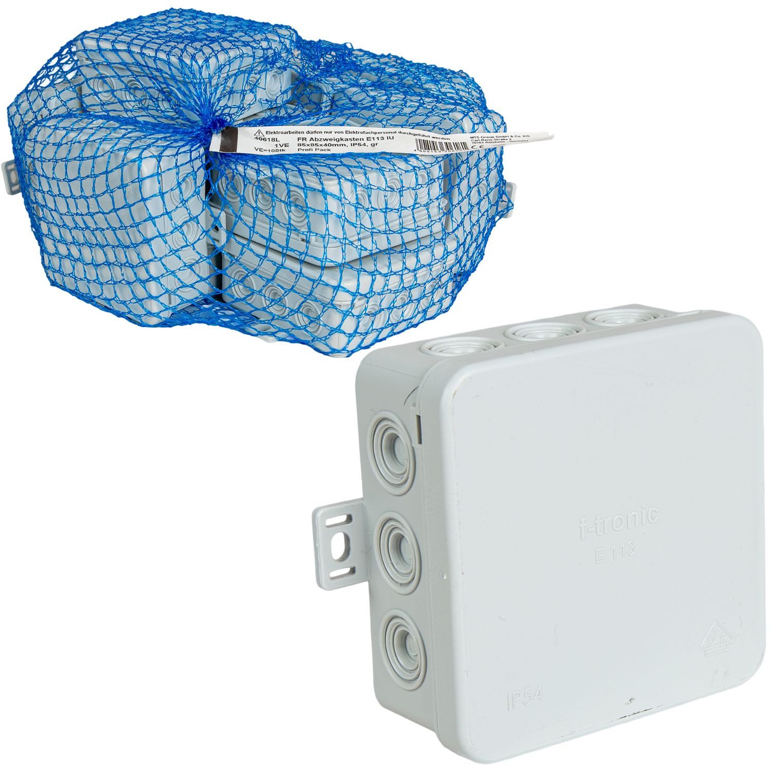 UNITEC Verteilerbox 10x F-Tronic FR Abzweigkasten Aufputz E113 Feuchtraum, (Set, 10-tlg., 10x Stück), 10 Stück Abzweigdose Verteilerkasten Verteilerdose Kabel Dose IP54