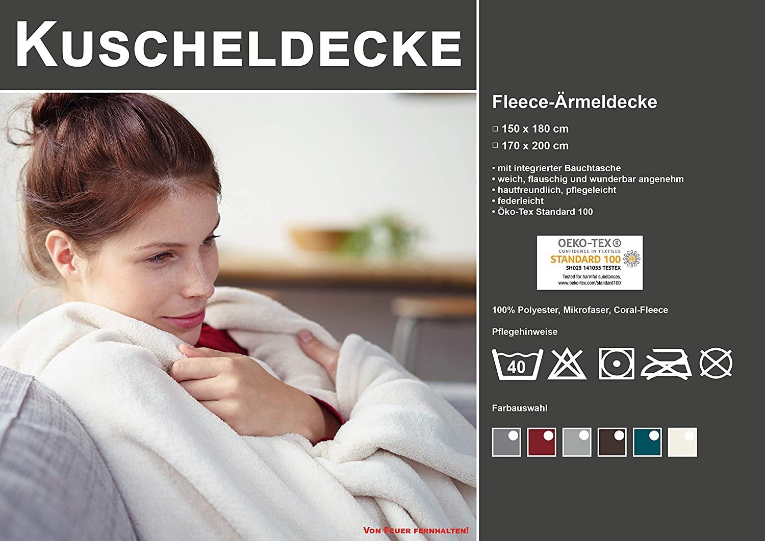 Wohndecke TV-Decke, made2trade, mit Ärmeln und Taschen