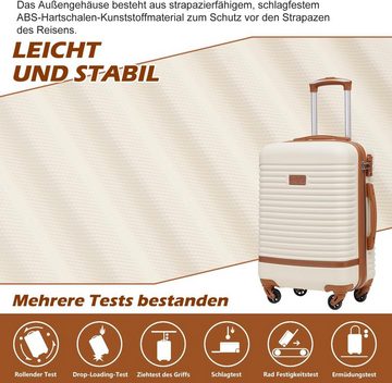 Coolife Kofferset Reisekoffer von ABS Hartschalen Trolley 4 Rollen TSA-Schloss, 4 Rollen, Der Koffer Enthält 1 Reiserucksack &1 Kulturbeutel Handgepäck-Set 3tlg