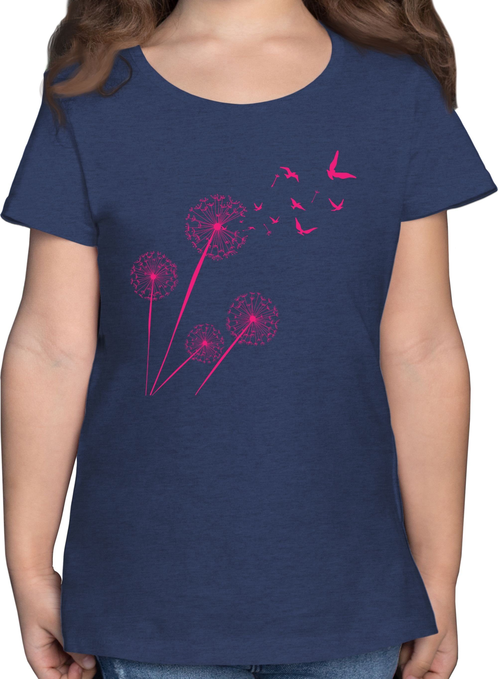 Shirtracer T-Shirt Pusteblume mit Vögel Kinderkleidung und Co 3 Dunkelblau Meliert