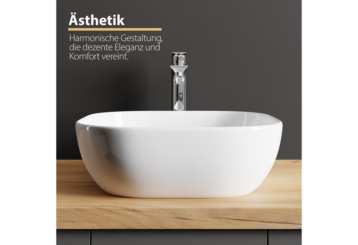 Thumbnail - Planetmöbel Badarmatur Einhebelmischer Armatur für Waschbecken Waschtisch – 17 cm Höhe (Wasserhahn für Badezimmer) Keram...