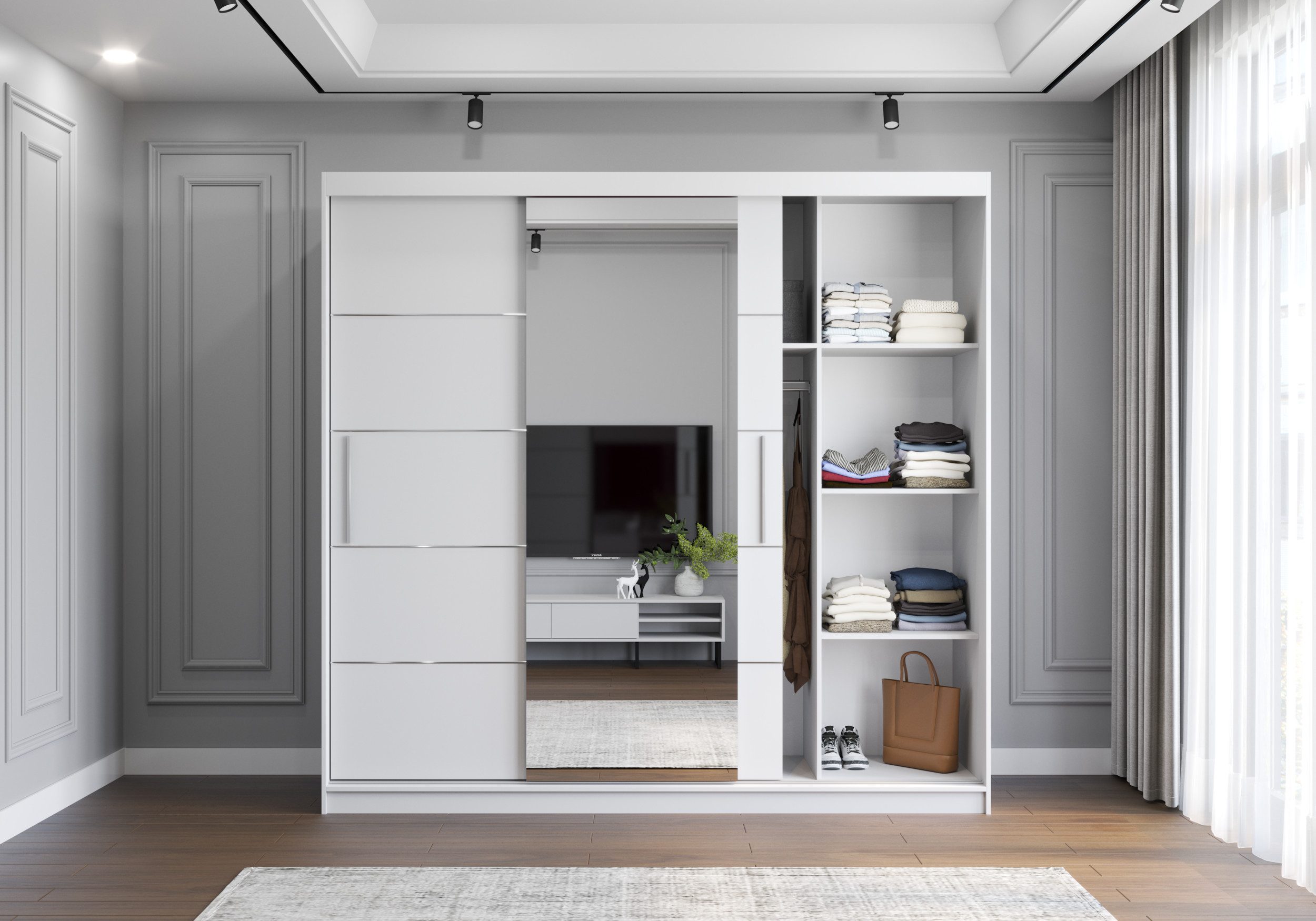 MOEBLO Kleiderschrank ELBA I (Schwebetürenschrank 2-türig günstig online kaufen