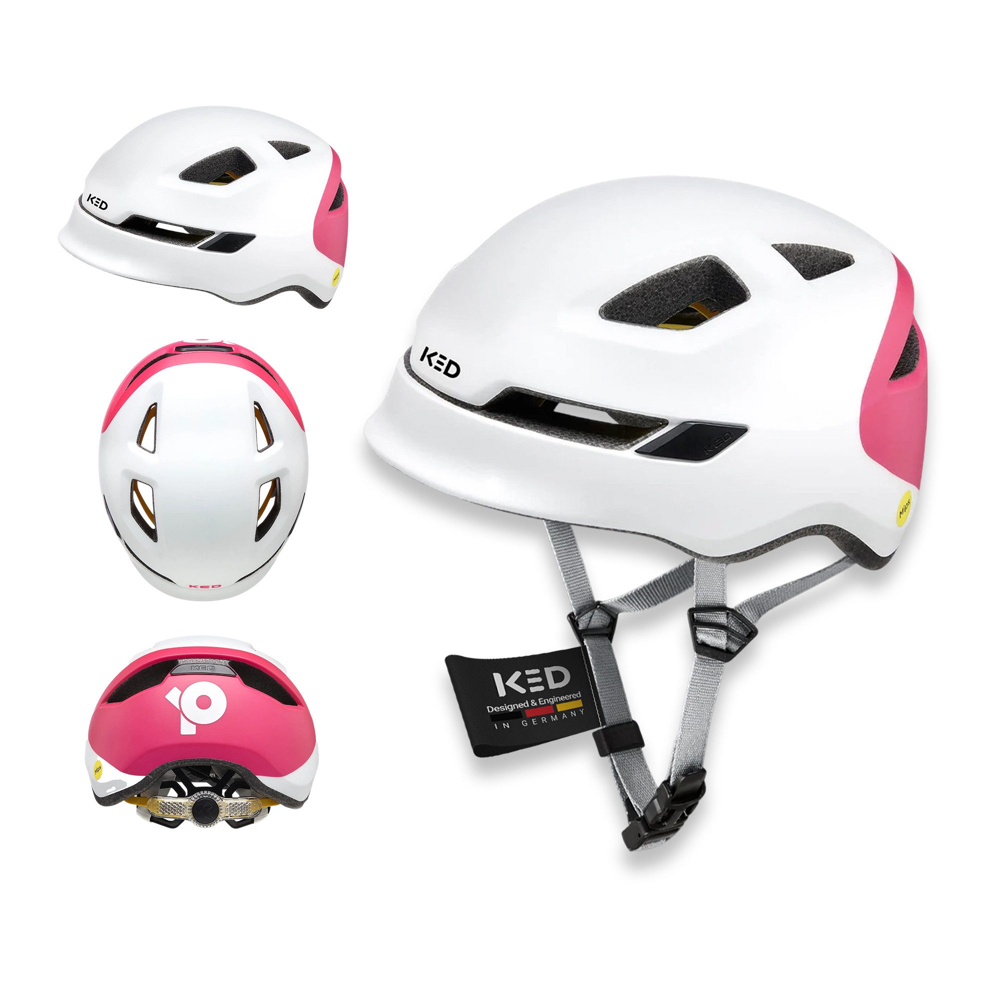 KED Kinderfahrradhelm Kinderhelm Für Jungen Und Mädchen Von KED, Leicht Mit 8 Belüftungsöffnungen, MIPS Schutz, LED-Rücklicht