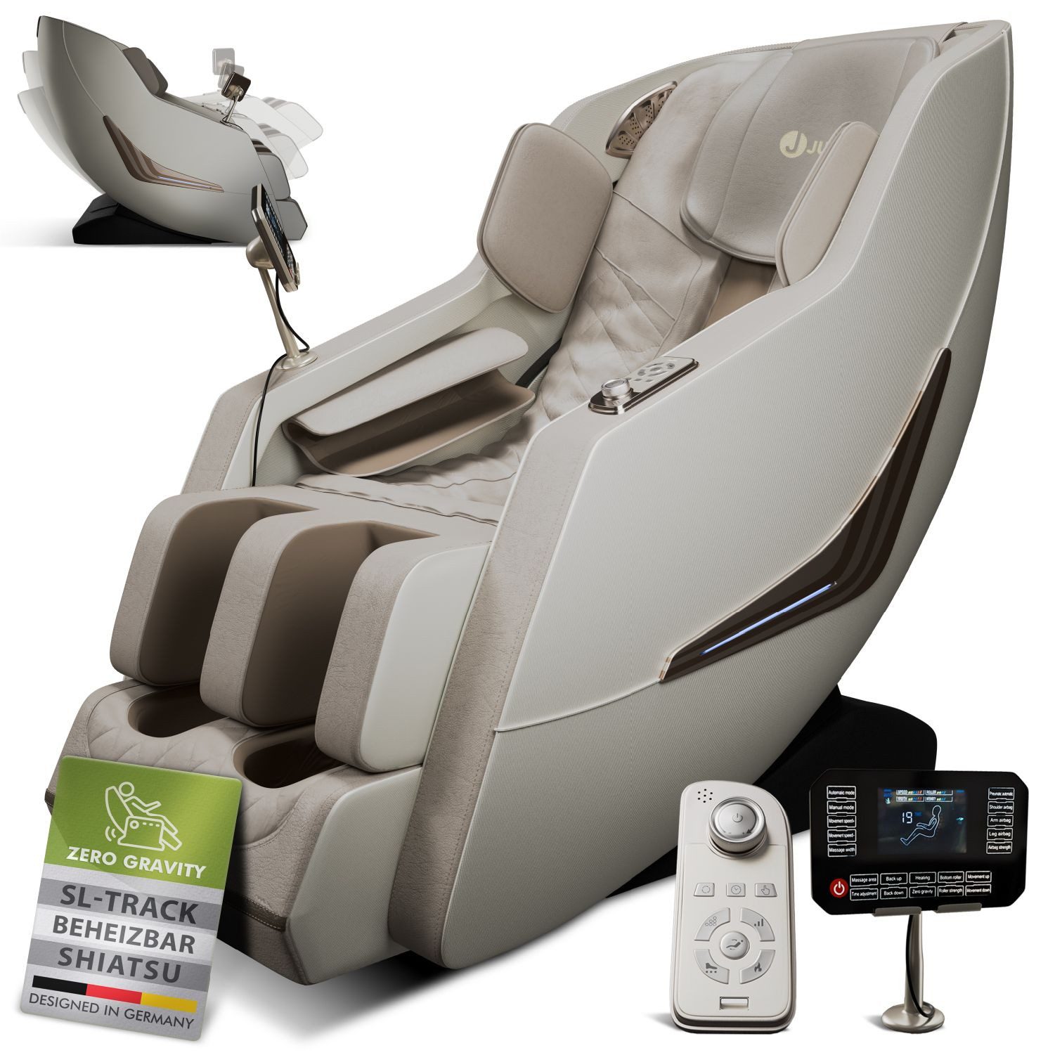 Juskys Кресла массажные Paros, Ganzkörpermassage, SL-Track, Zero-Gravity, Touchscreen, Fernbedienung