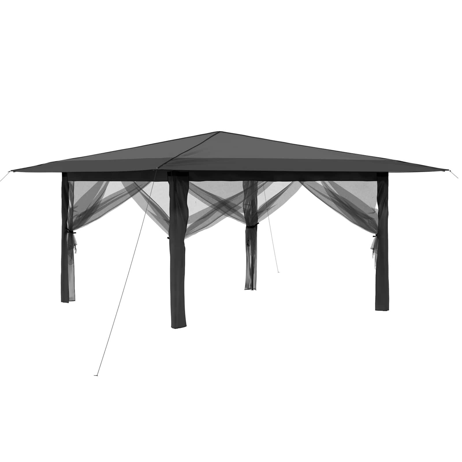 vidaXL Partyzelt Pavillon mit 4 Seitenwänden 4 x 4 m Hellgrau und Anthrazit