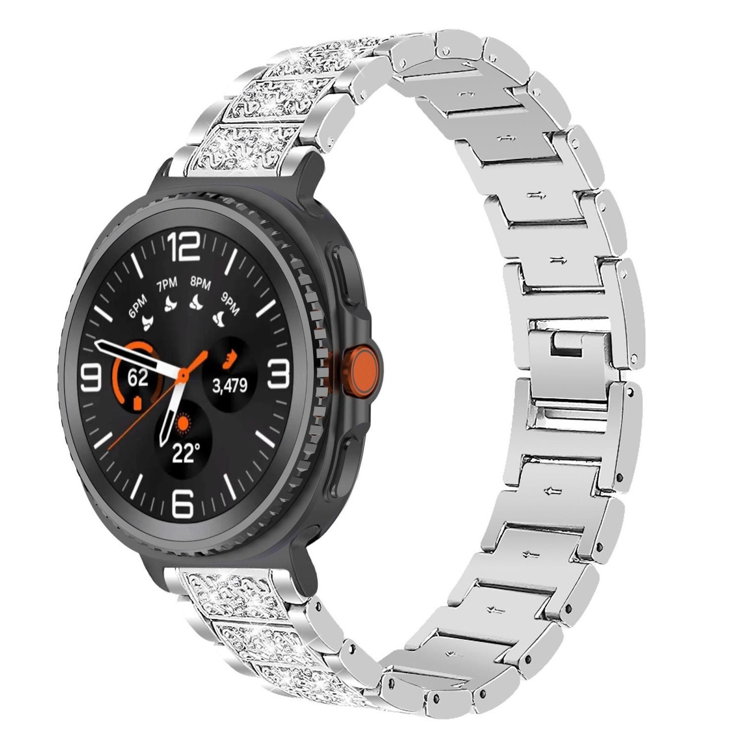 Wigento Smartwatch-Armband Für Samsung Galaxy Watch 8 / 8 Classic Armband Diamant Design Silber, Diamant Design, Edelstahl, Schmuck-Optik, Verstellbar