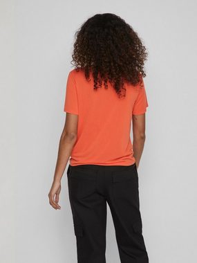 Vila T-Shirt Basic T-Shirt Kurzarm Rundhals Top Oberteil VIMODALA 4870 in Orange