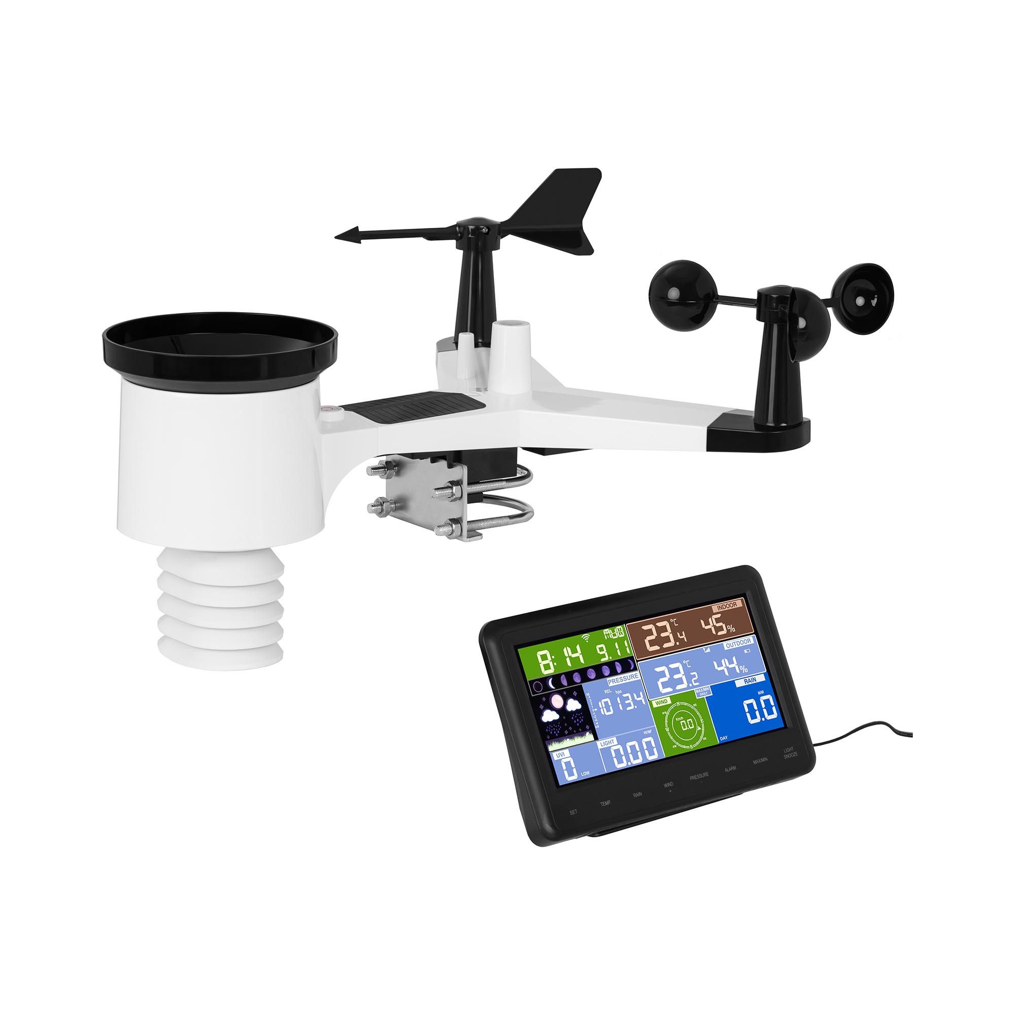 Außenwetterstation WiFi Wetterstation Funkwetterstation Funk Regenmesser Solar Wind Profi