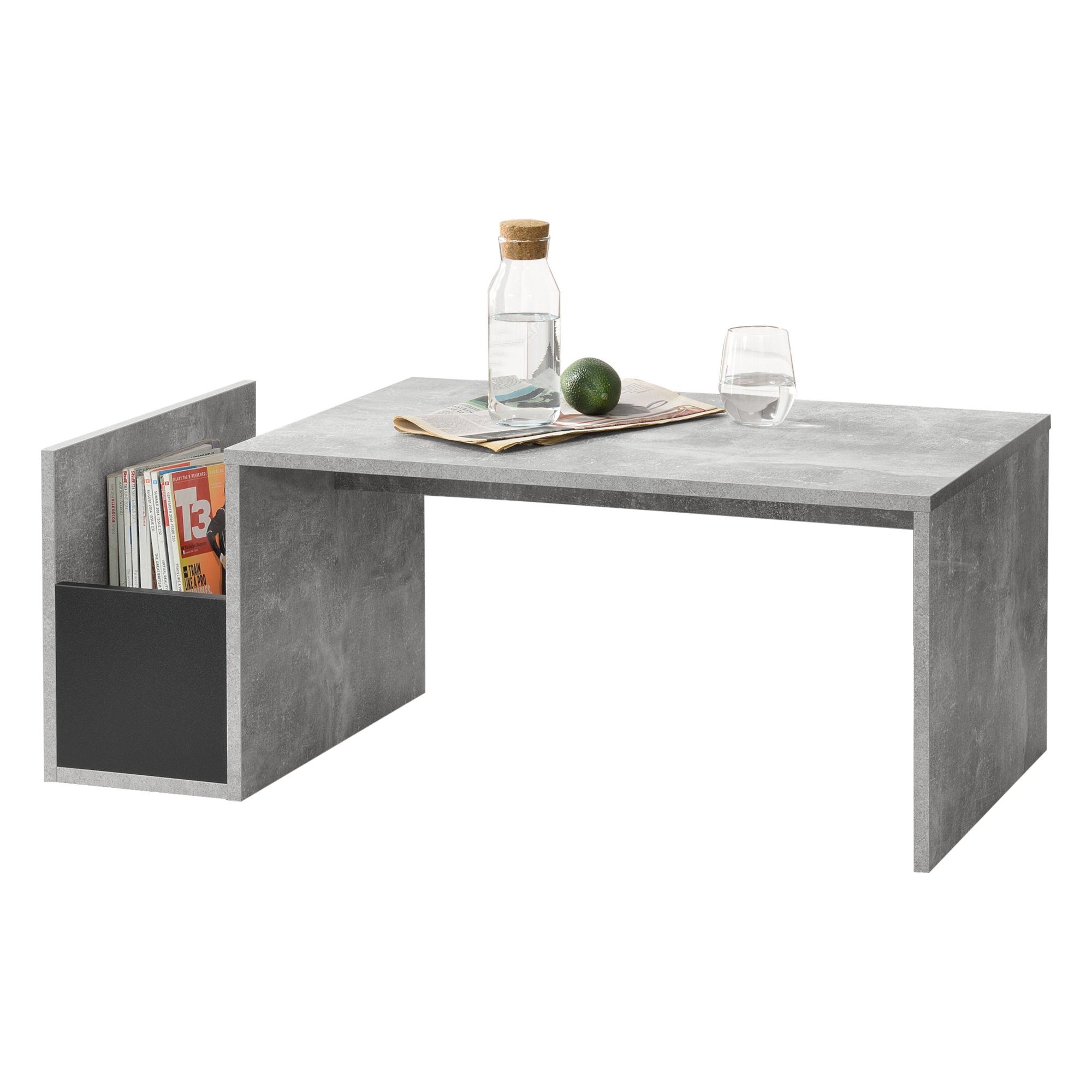 en.casa Couchtisch, Bollnäs Wohnzimmertisch 90x45x35cm Betonoptik