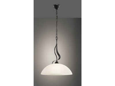 FISCHER & HONSEL LED Pendelleuchte, mit Glas Lampenschirm Landhaus-Stil antik einflammig, Design Hänge-Lampe dimmbar über Esstisch Esszimmer & Couch-Tisch Wohnzimmer
