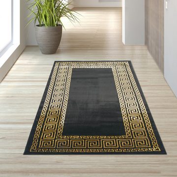 Teppich Teppich mit klassischer Bordüre in schwarz gold, TeppichHome24, rechteckig