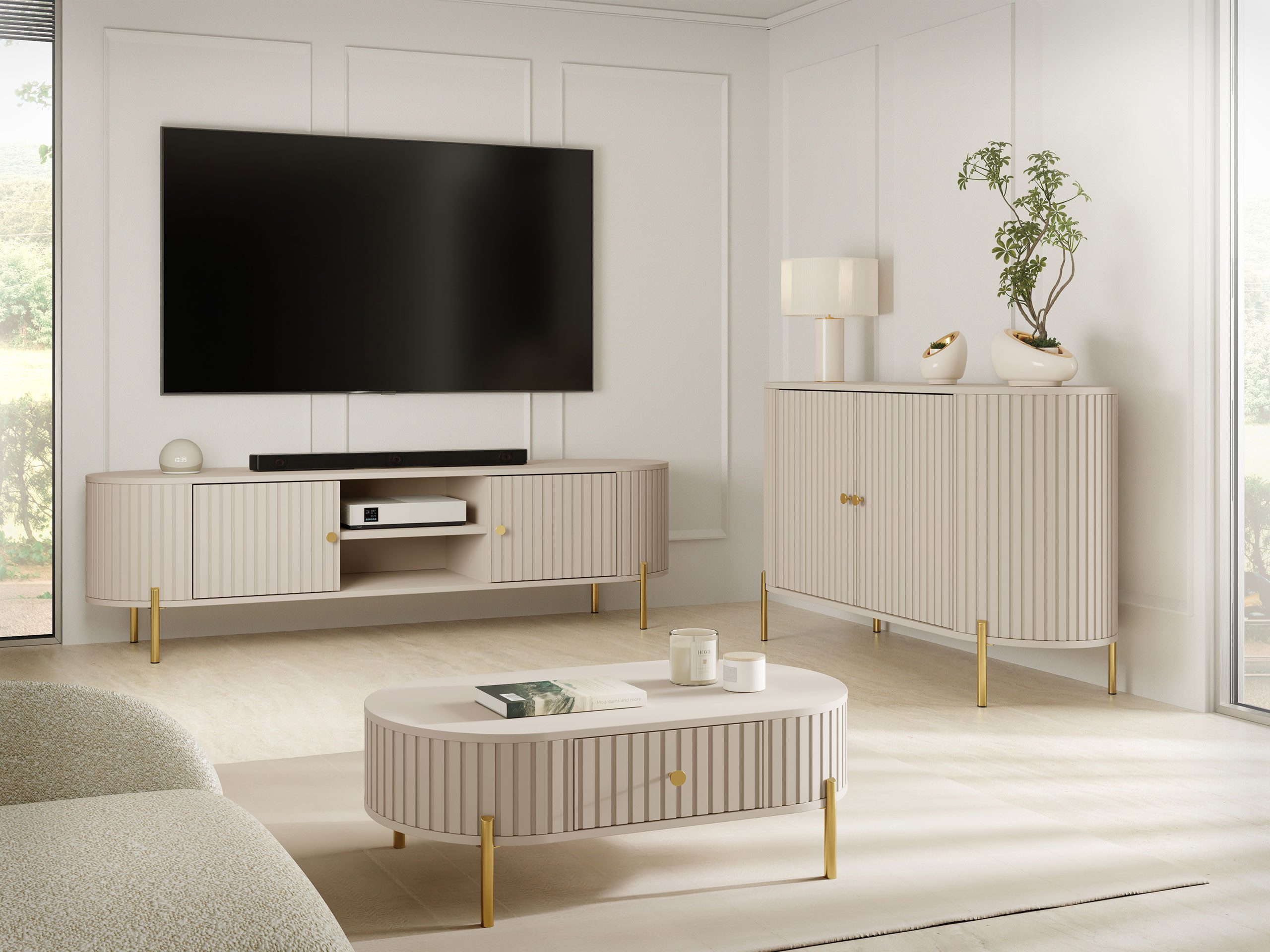MIRJAN24 Wohnzimmer-Set Sepiroz II, (3er-Set, TV-Lowboard, Kommode, Couchti günstig online kaufen