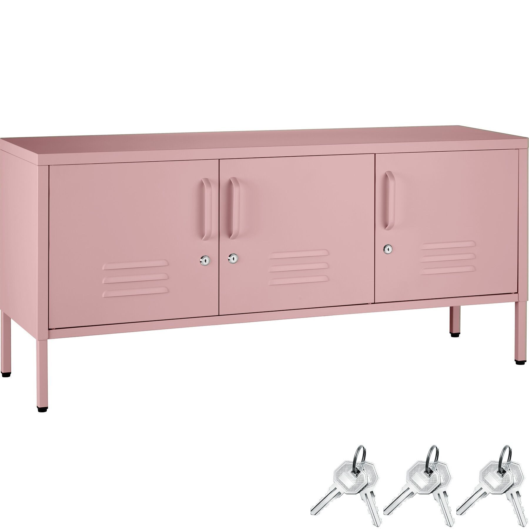 tectake Lowboard Sideboard, 3 Türen mit Magnetverschluss, einzeln abschließbar