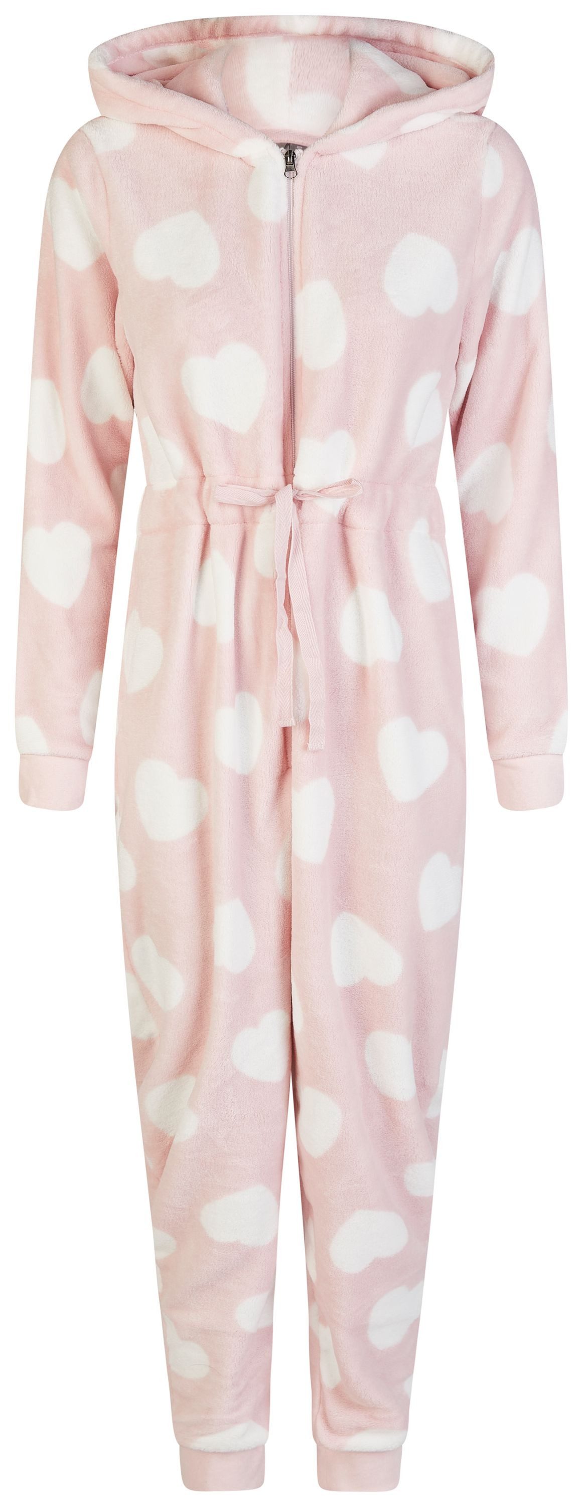 By Louise Hausanzug Snowfall Grace (Set, 1 tlg., 1-teilig) Damen Overall lang Homewear Fleece Langarm Bündchen Kapuze