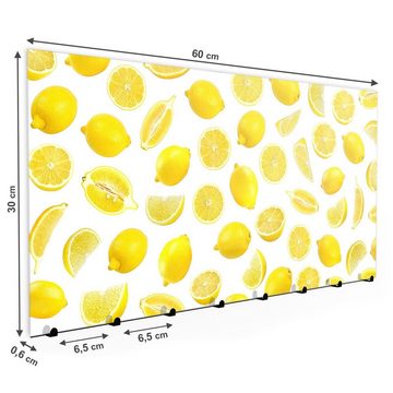 Primedeco Garderobenpaneel Magnetwand und Memoboard aus Glas Zitronen zerstreut